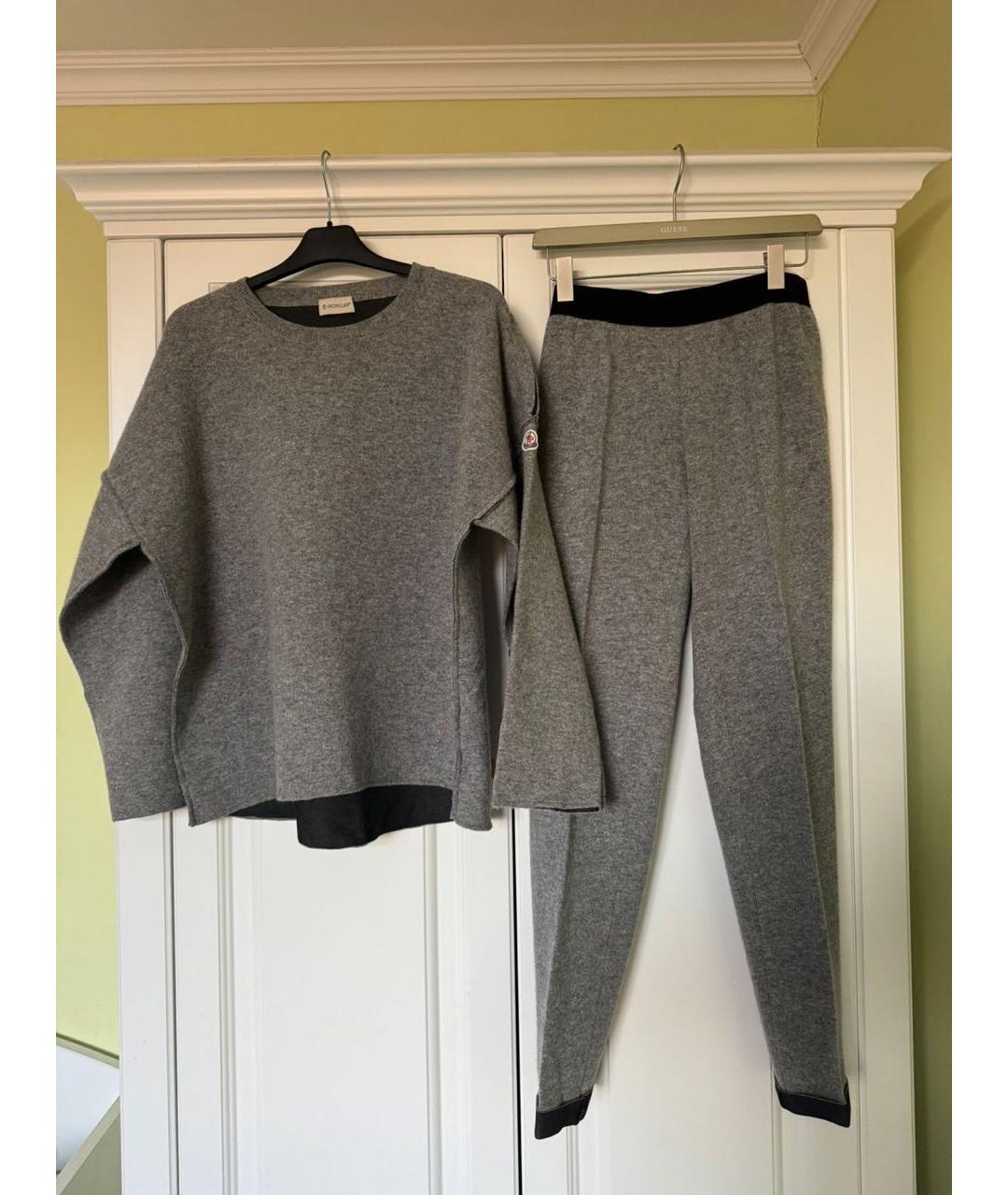 MONCLER Серый шерстяной костюм с брюками, фото 9