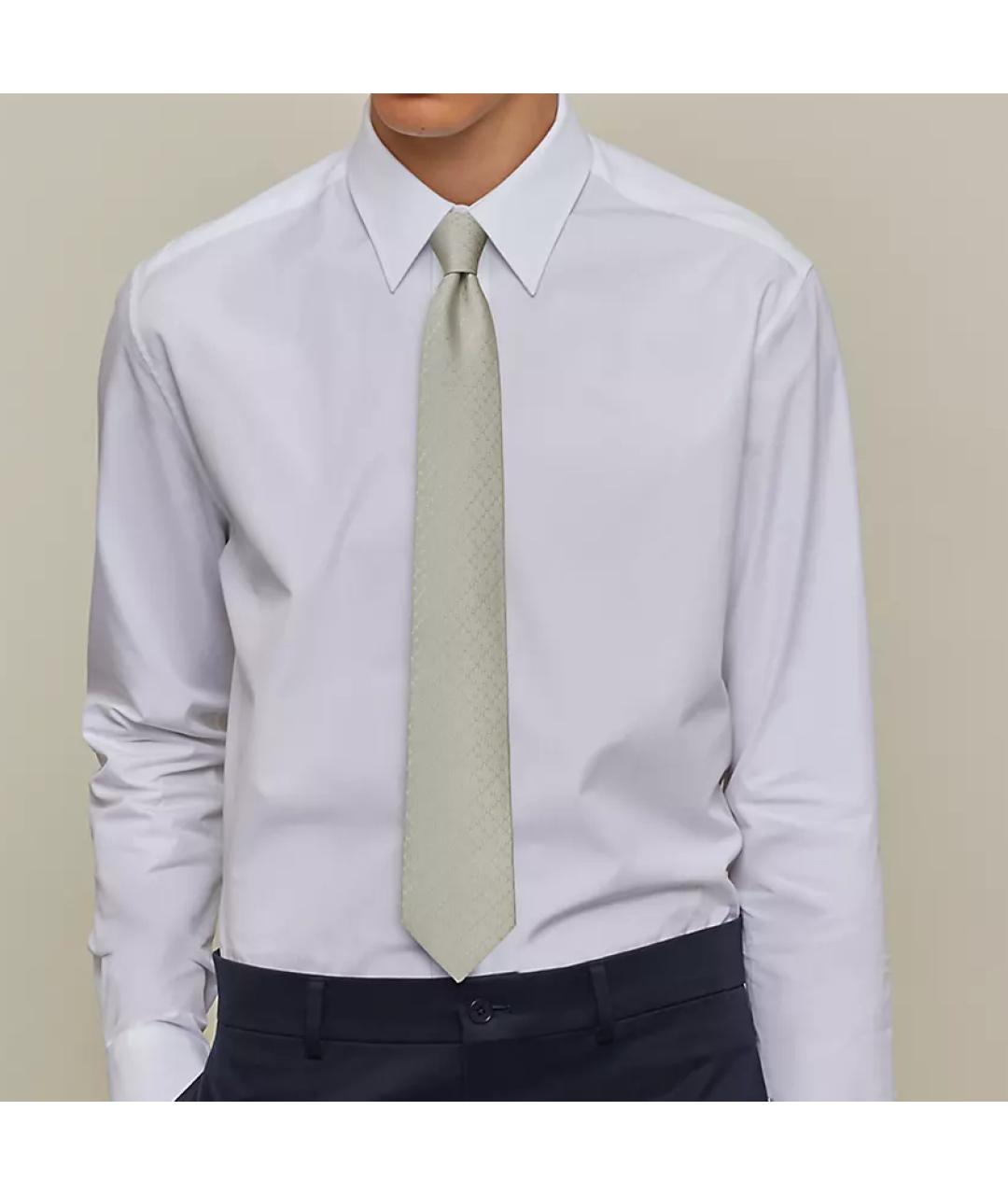 HERMES Серый шелковый галстук, фото 2