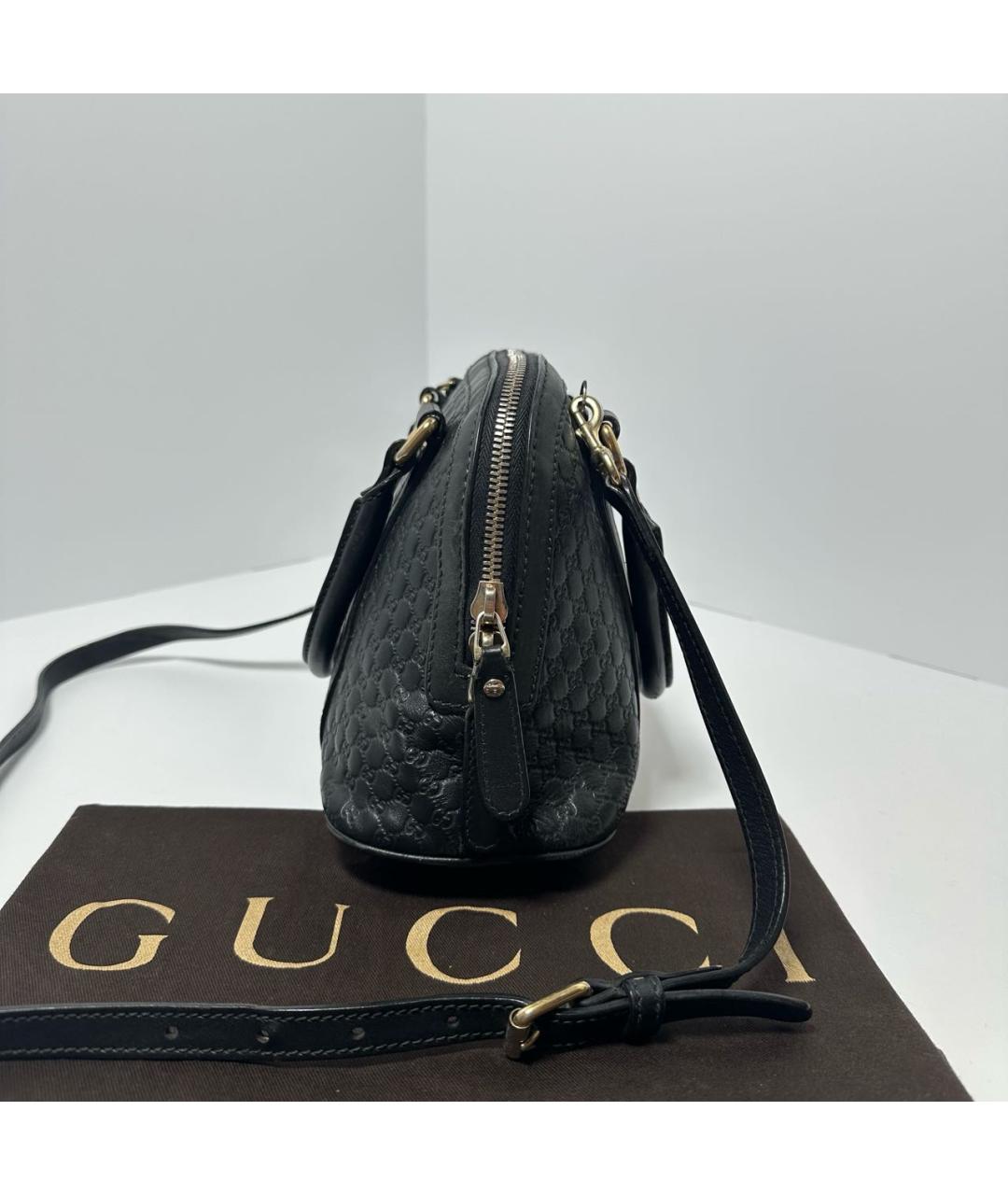 GUCCI Черная кожаная сумка с короткими ручками, фото 4