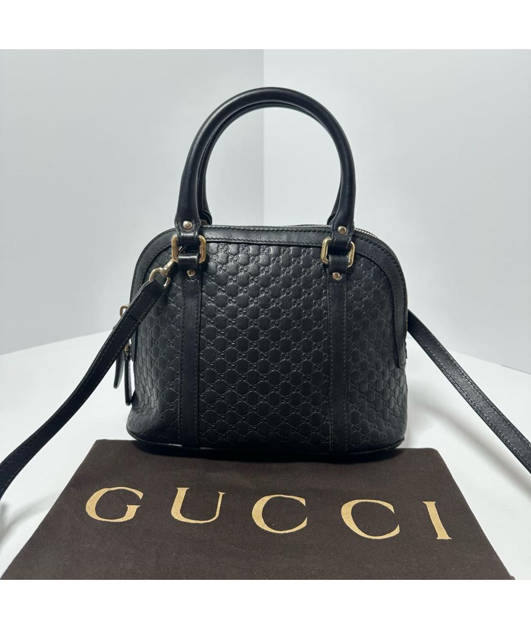 GUCCI Черная кожаная сумка с короткими ручками, фото 2