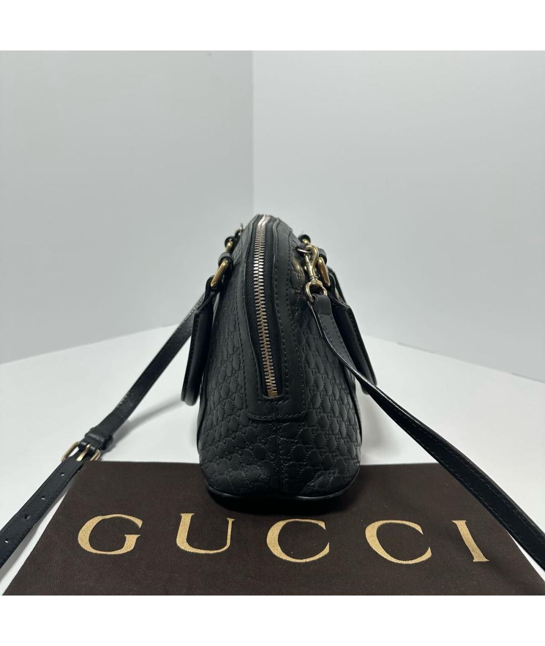 GUCCI Черная кожаная сумка с короткими ручками, фото 3