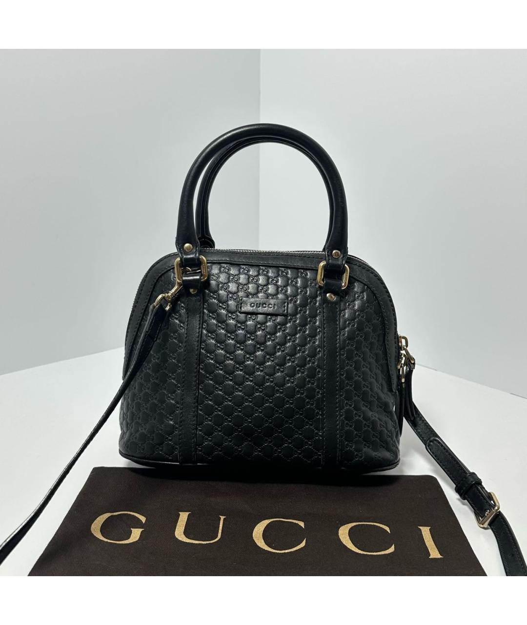 GUCCI Черная кожаная сумка с короткими ручками, фото 8