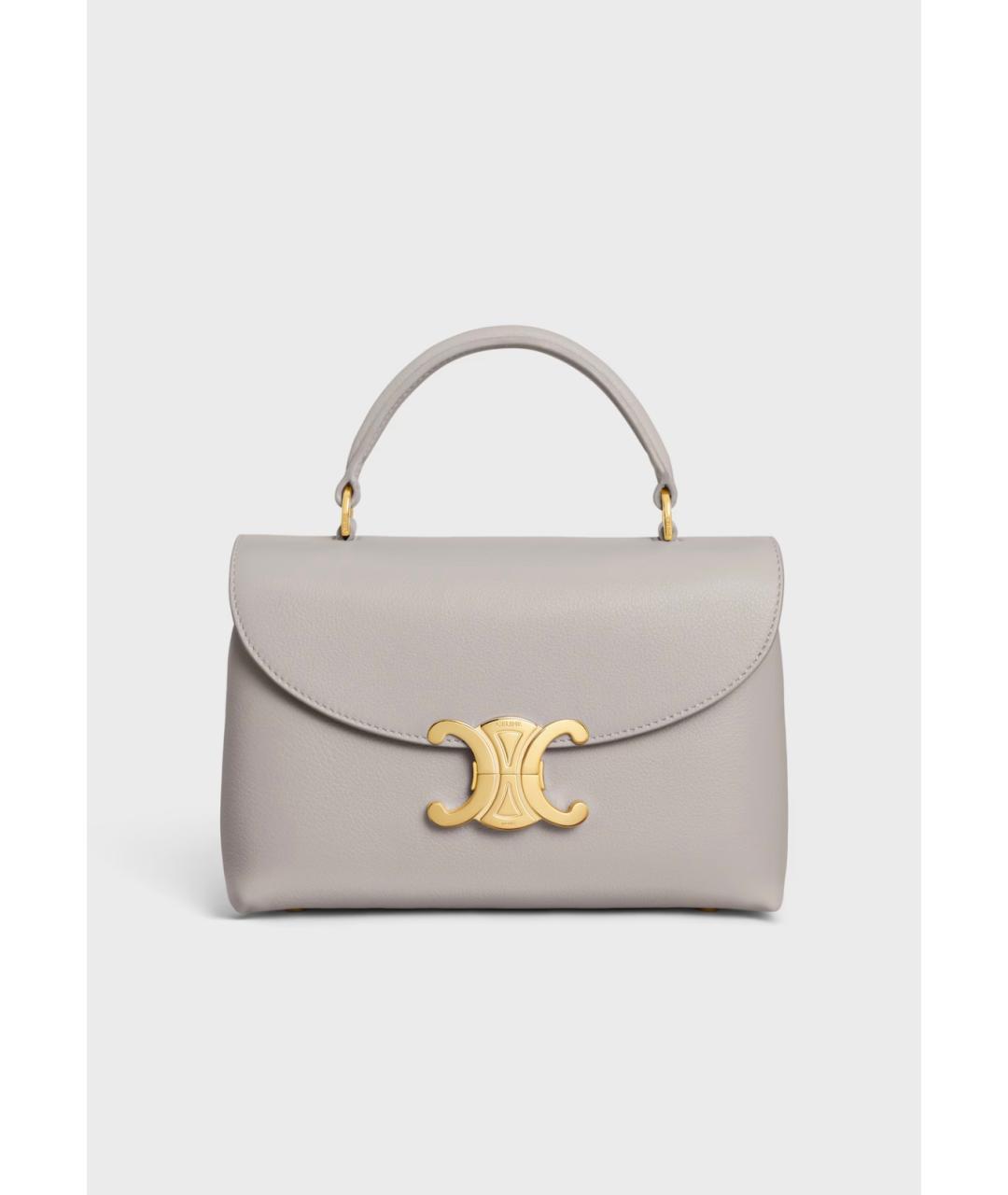 CELINE Серая кожаная сумка с короткими ручками, фото 6