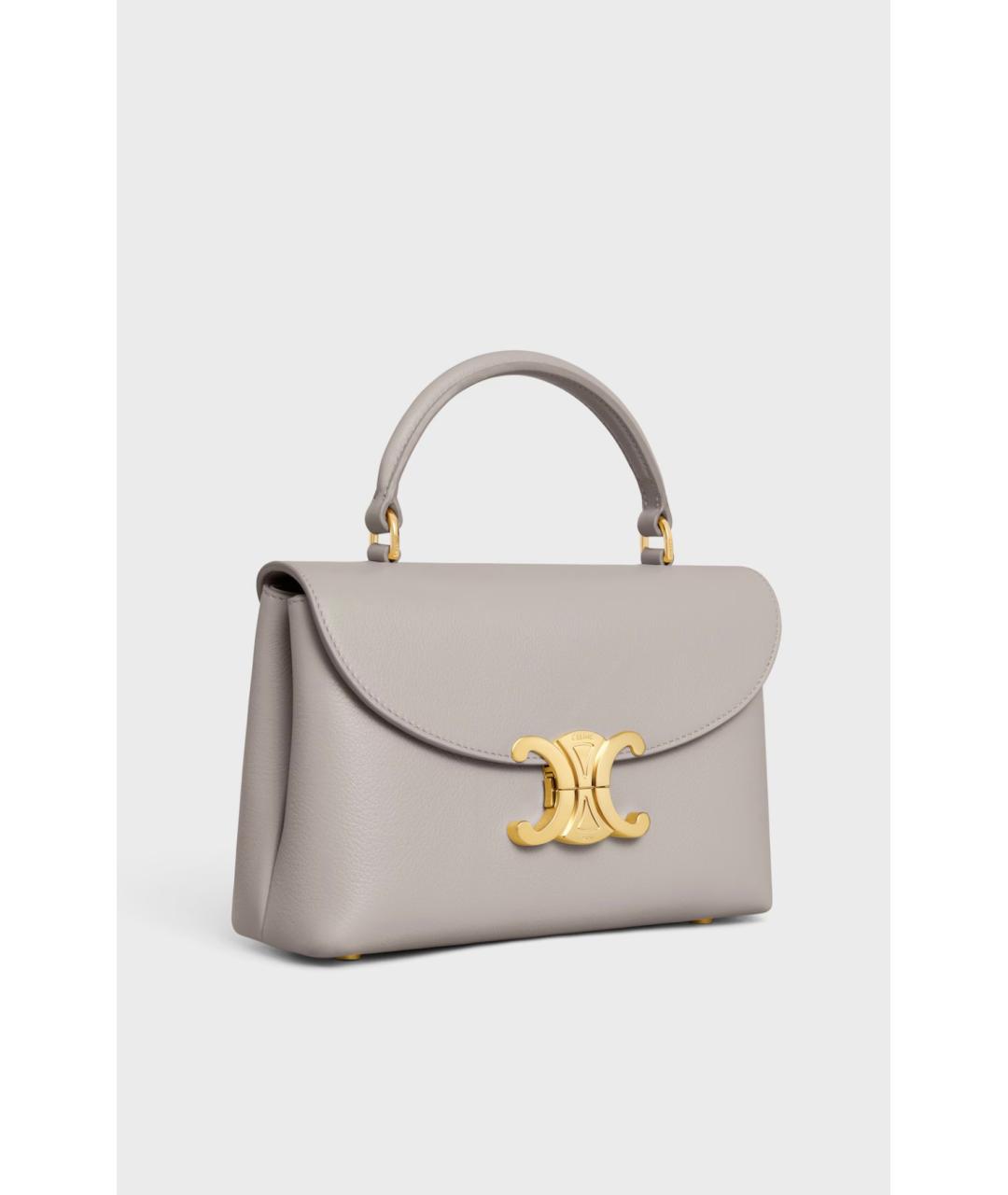 CELINE Серая кожаная сумка с короткими ручками, фото 2