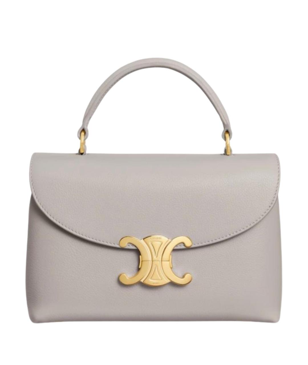 CELINE Серая кожаная сумка с короткими ручками, фото 1