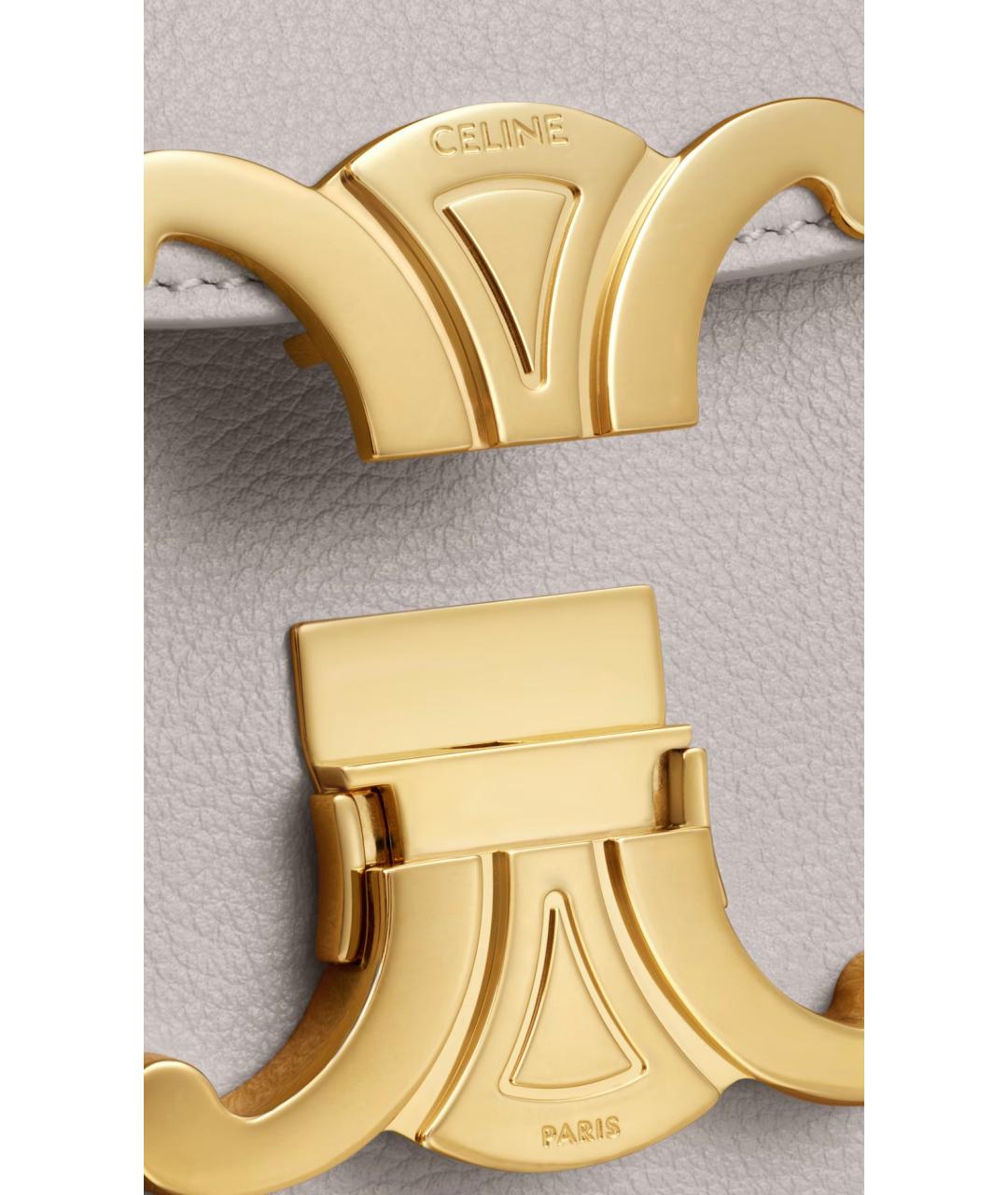 CELINE Серая кожаная сумка с короткими ручками, фото 5