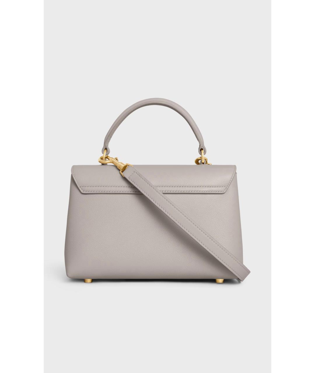 CELINE Серая кожаная сумка с короткими ручками, фото 3