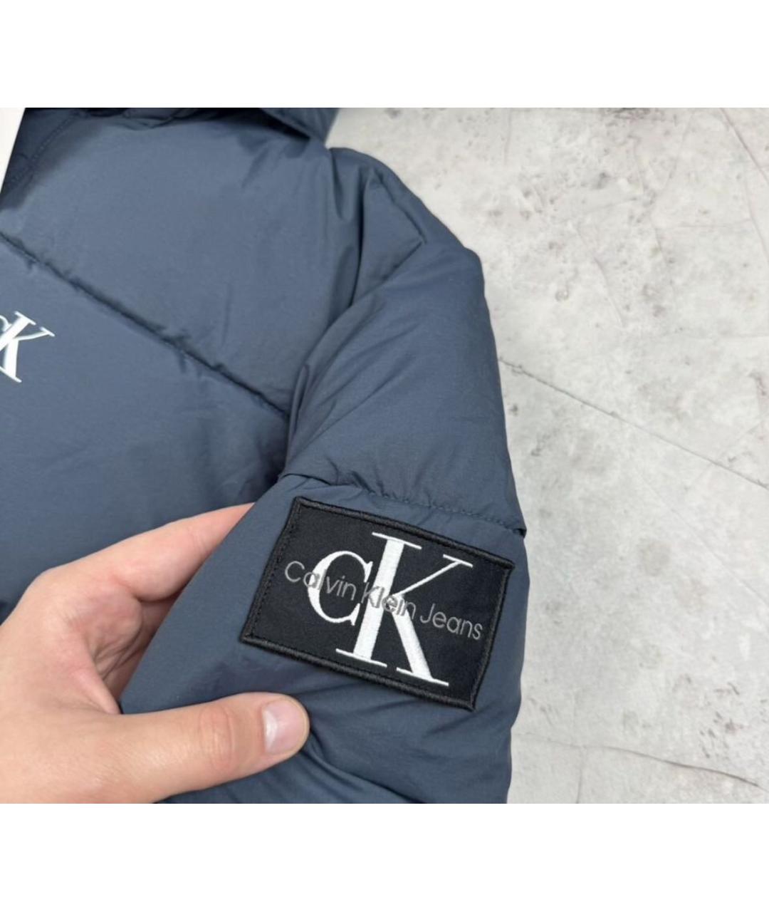 CALVIN KLEIN Синий полиэстеровый пуховик, фото 3