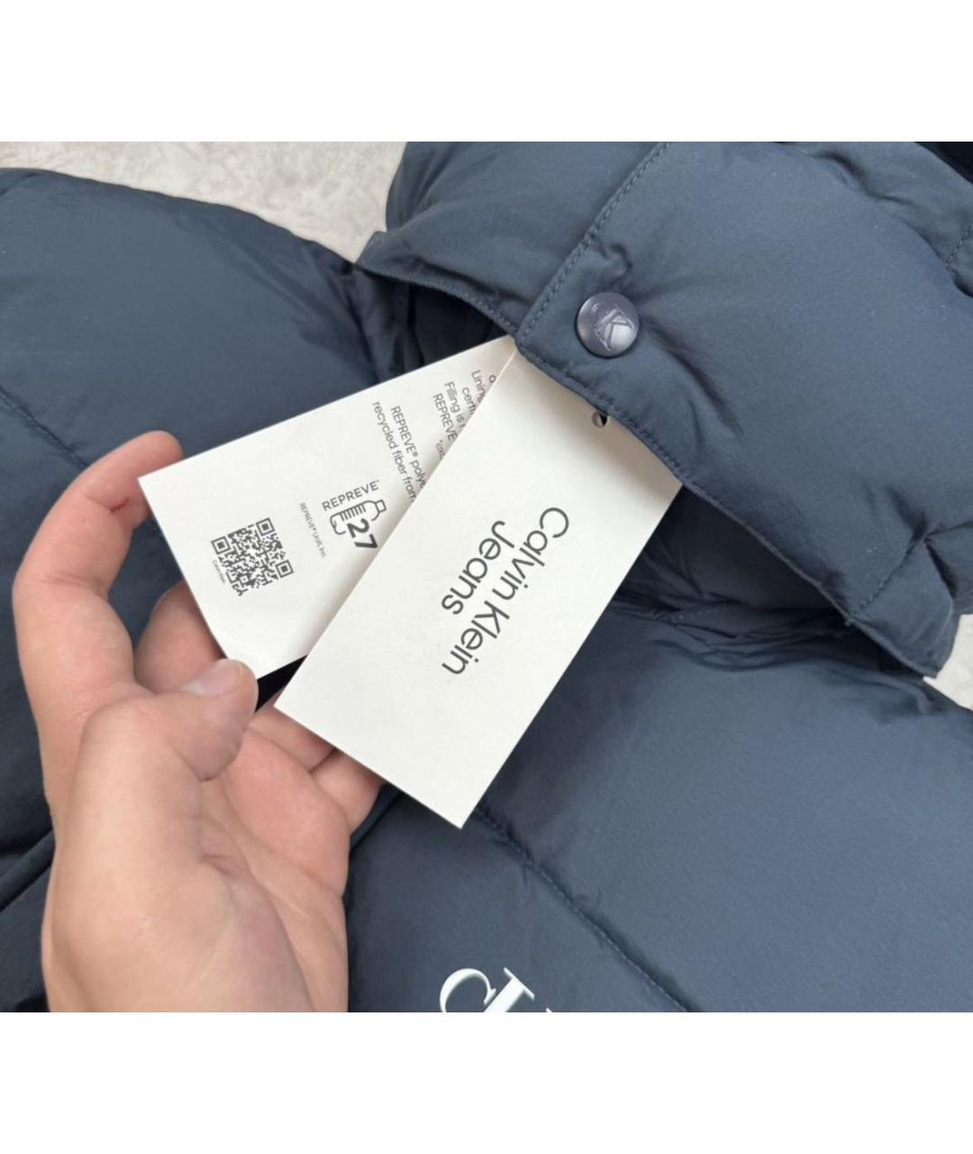 CALVIN KLEIN Синий полиэстеровый пуховик, фото 4