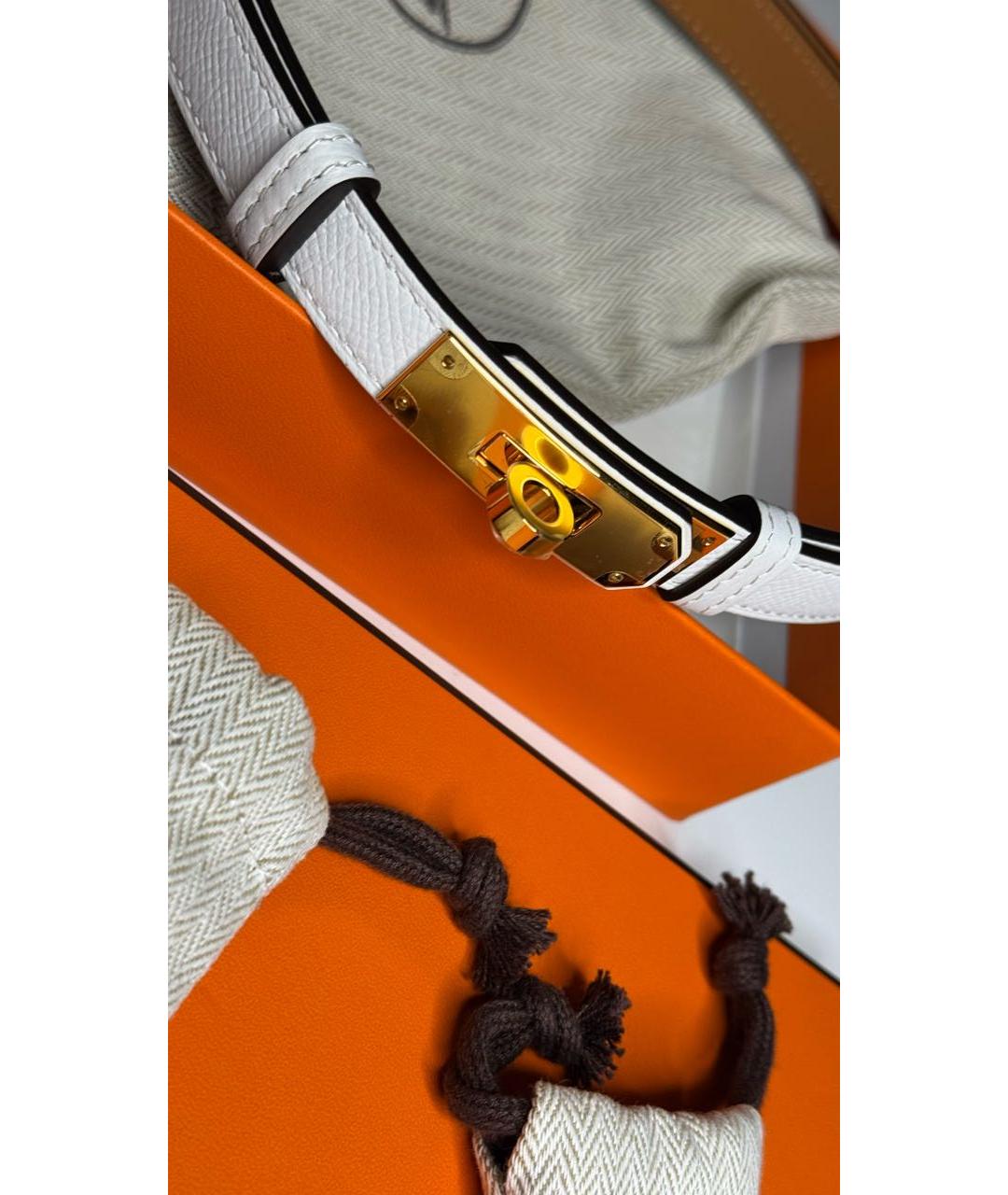 HERMES Белый кожаный ремень, фото 8