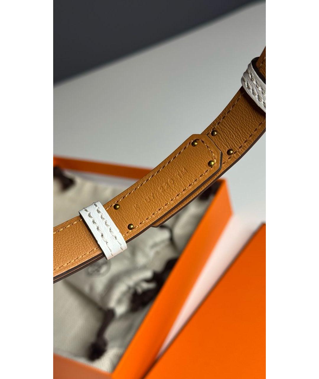 HERMES Белый кожаный ремень, фото 3