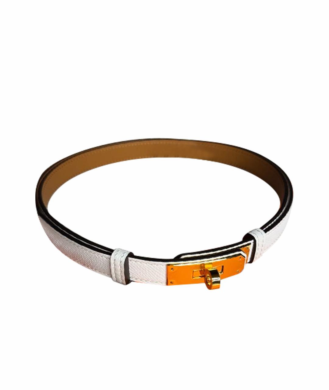 HERMES Белый кожаный ремень, фото 1