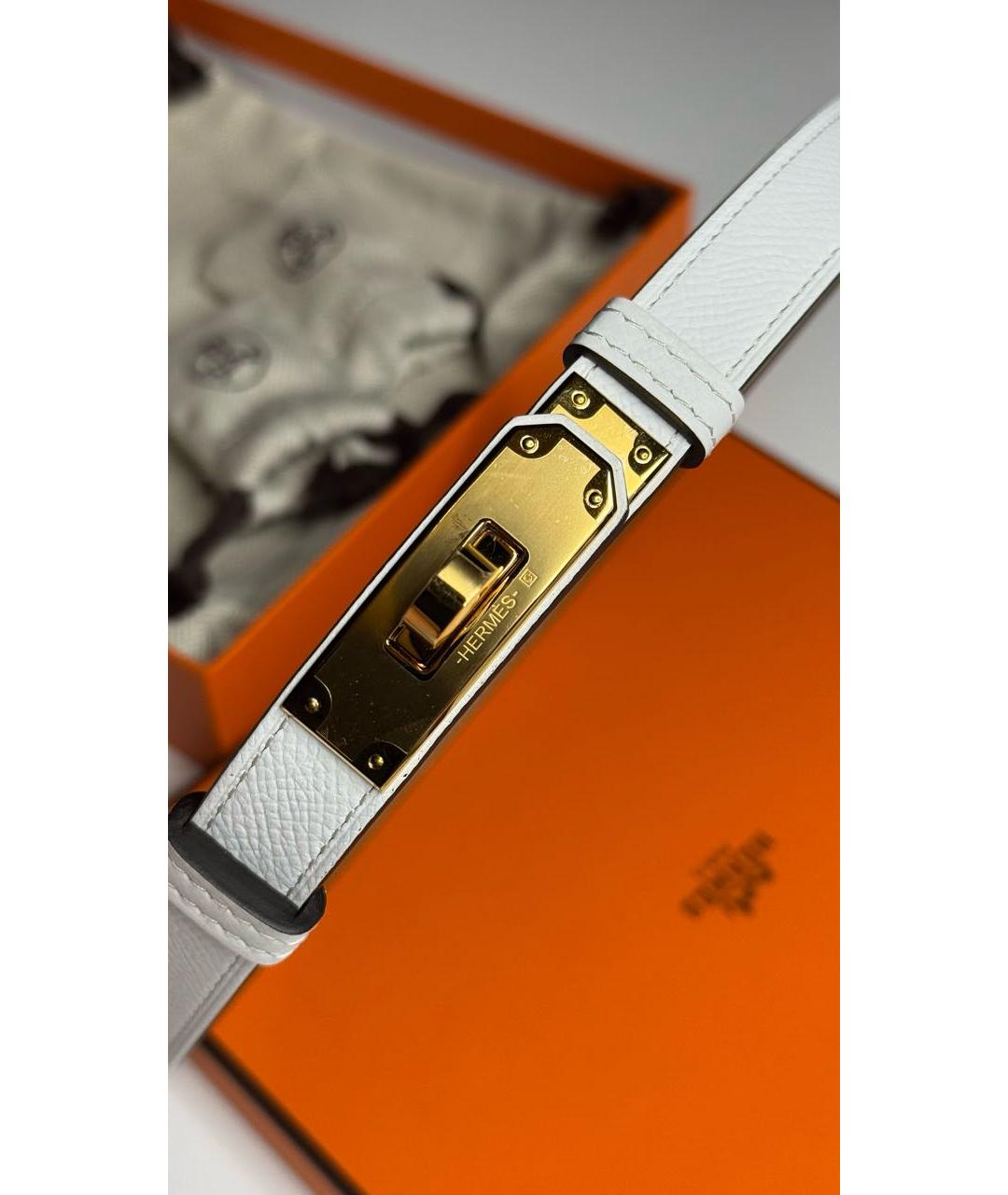 HERMES Белый кожаный ремень, фото 2