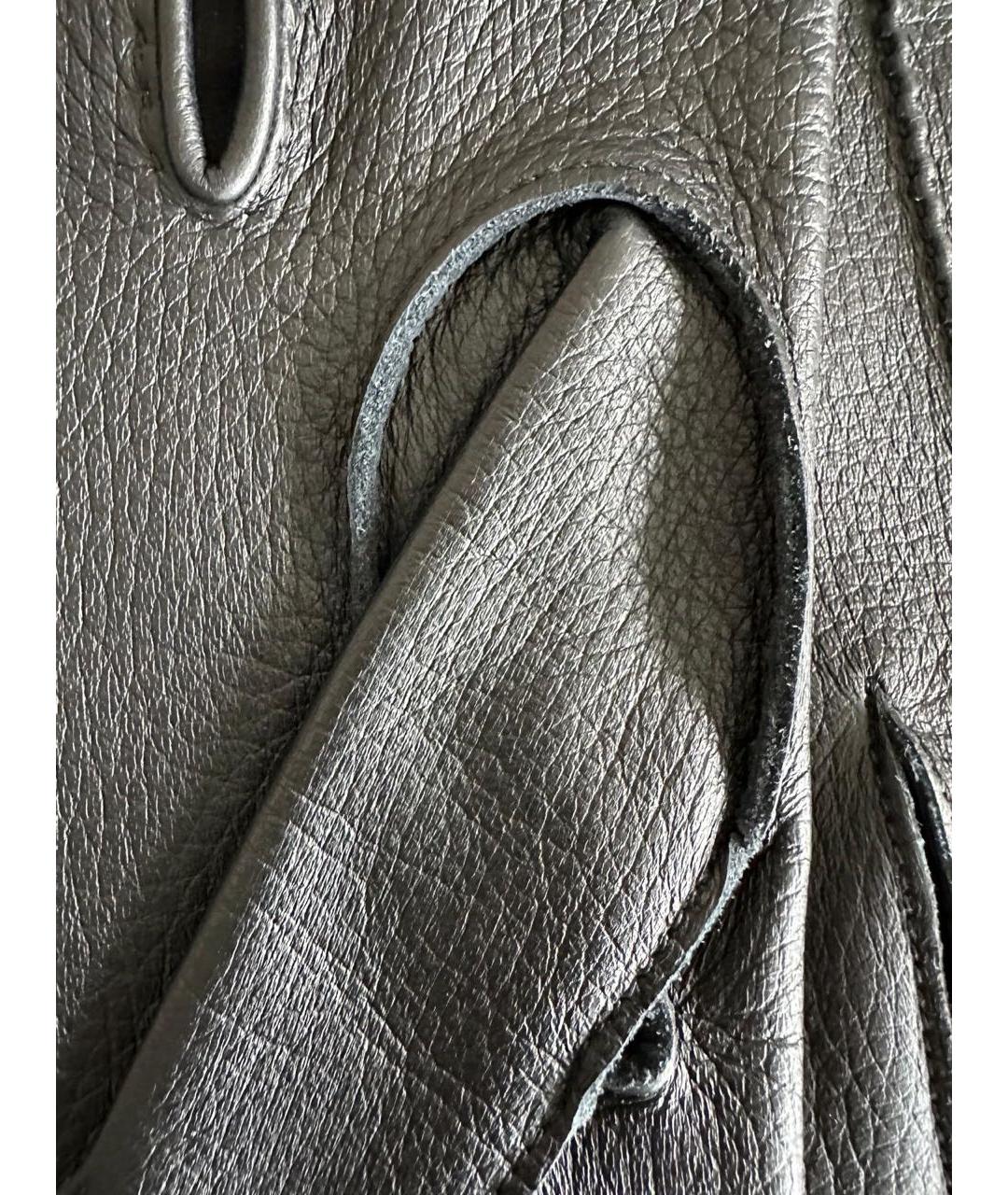 HERMES Черные кожаные перчатки, фото 5