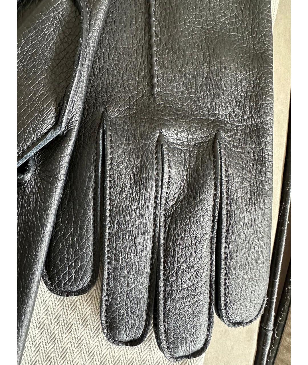 HERMES Черные кожаные перчатки, фото 8