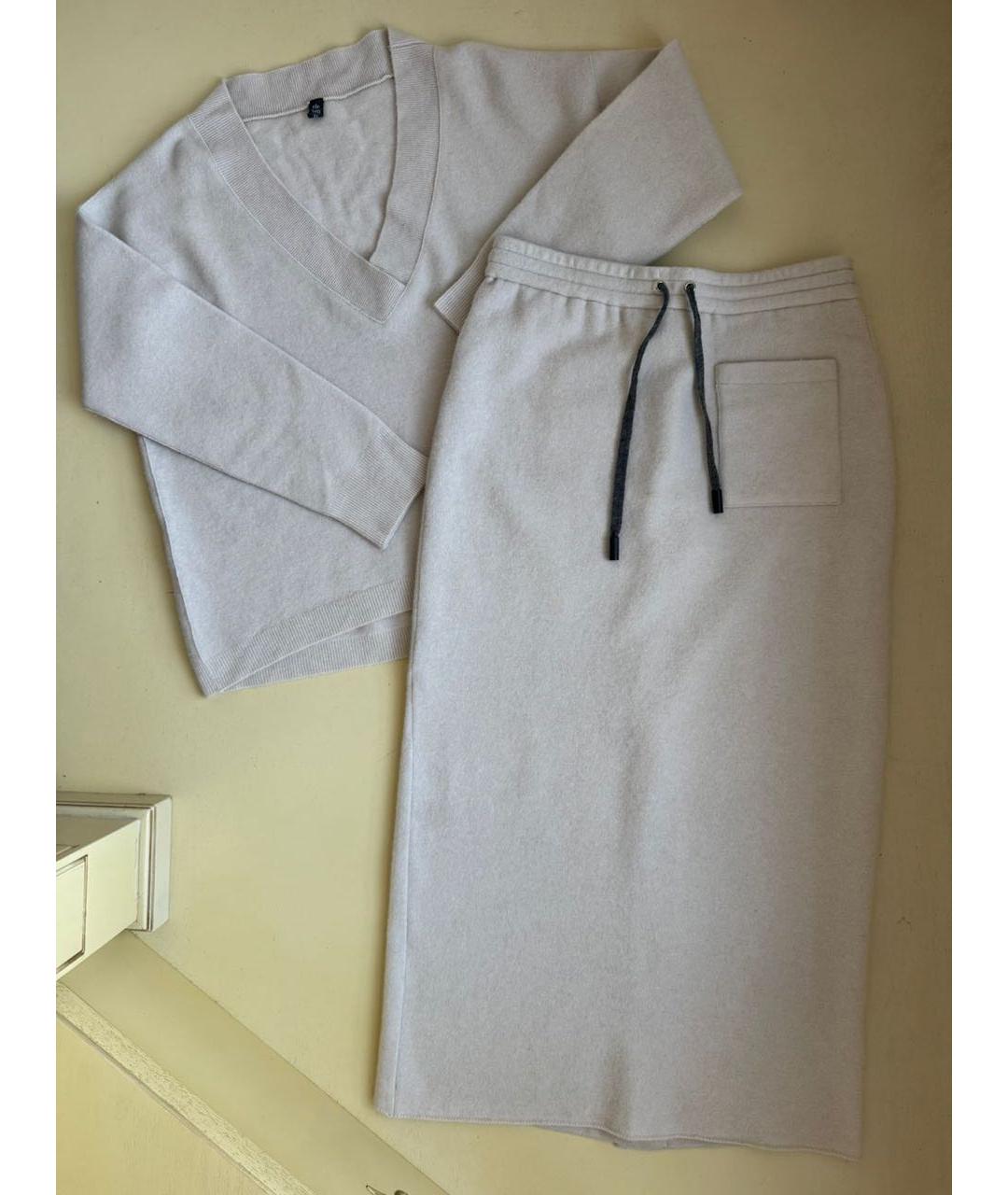 ELEVENTY Бежевый шерстяной костюм с юбками, фото 3