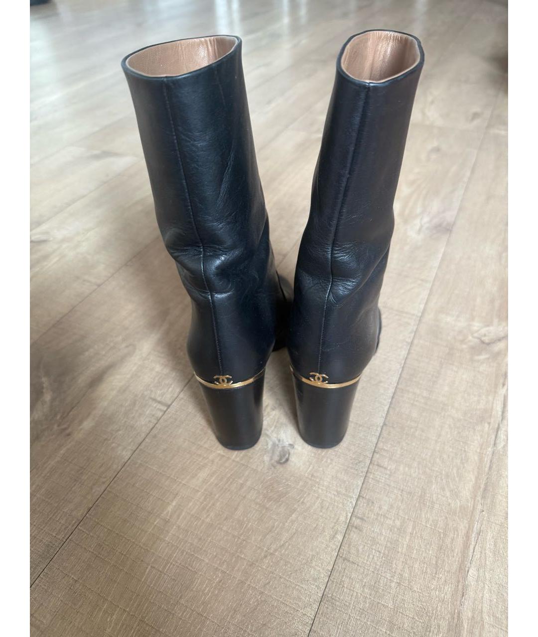 CHANEL Черные кожаные полусапоги, фото 4