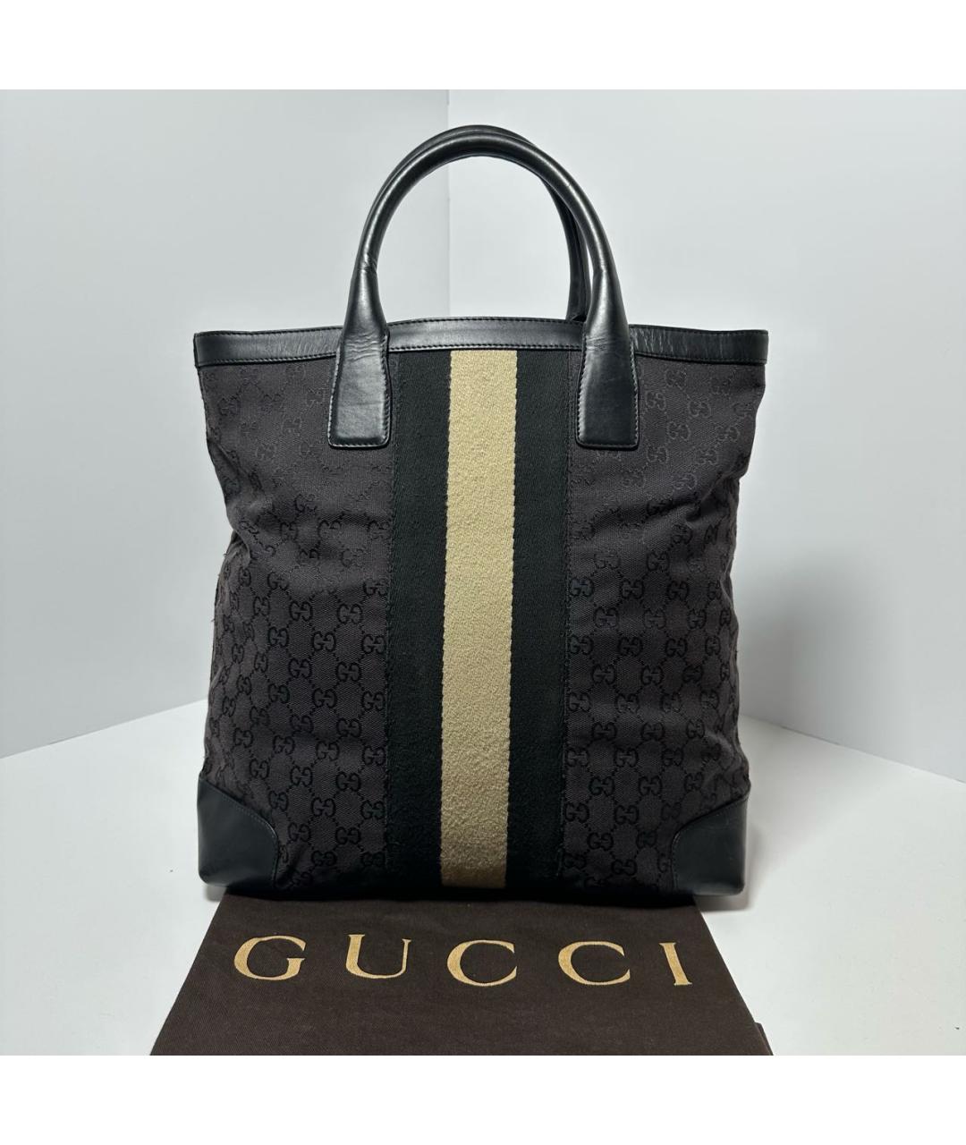 GUCCI Черная тканевая сумка тоут, фото 6