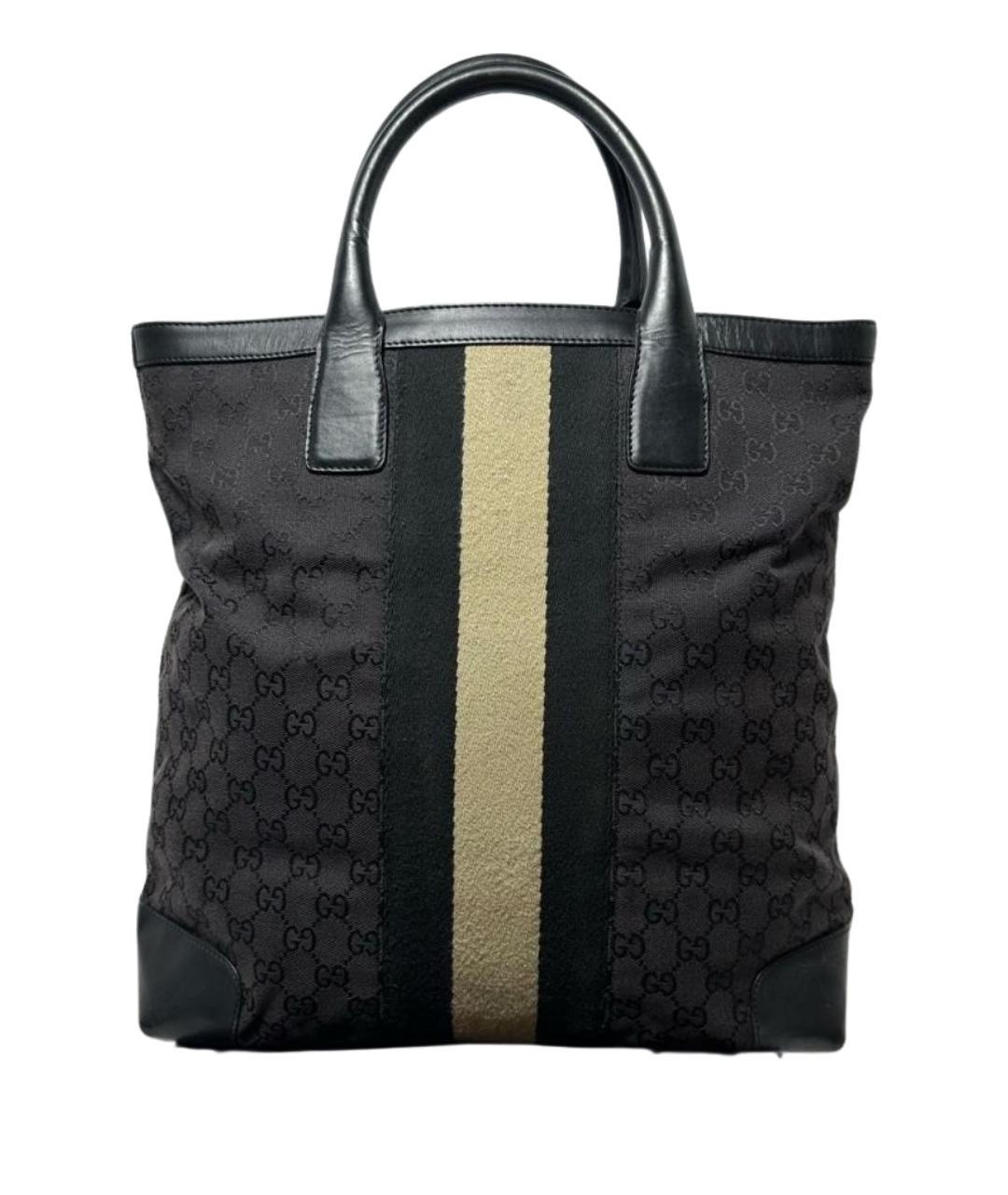 GUCCI Черная тканевая сумка тоут, фото 1