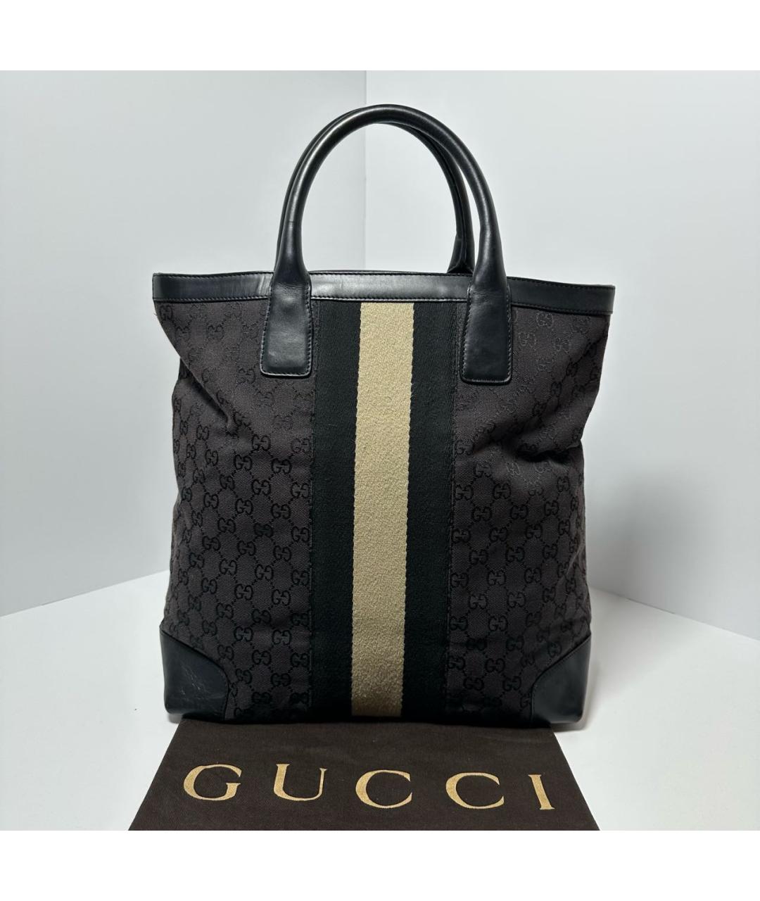 GUCCI Черная тканевая сумка тоут, фото 2