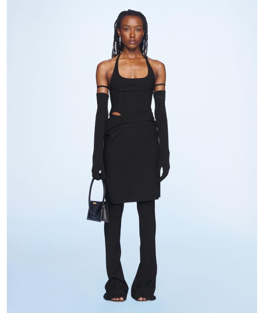 JACQUEMUS Черное шерстяное коктейльное платье, фото 3