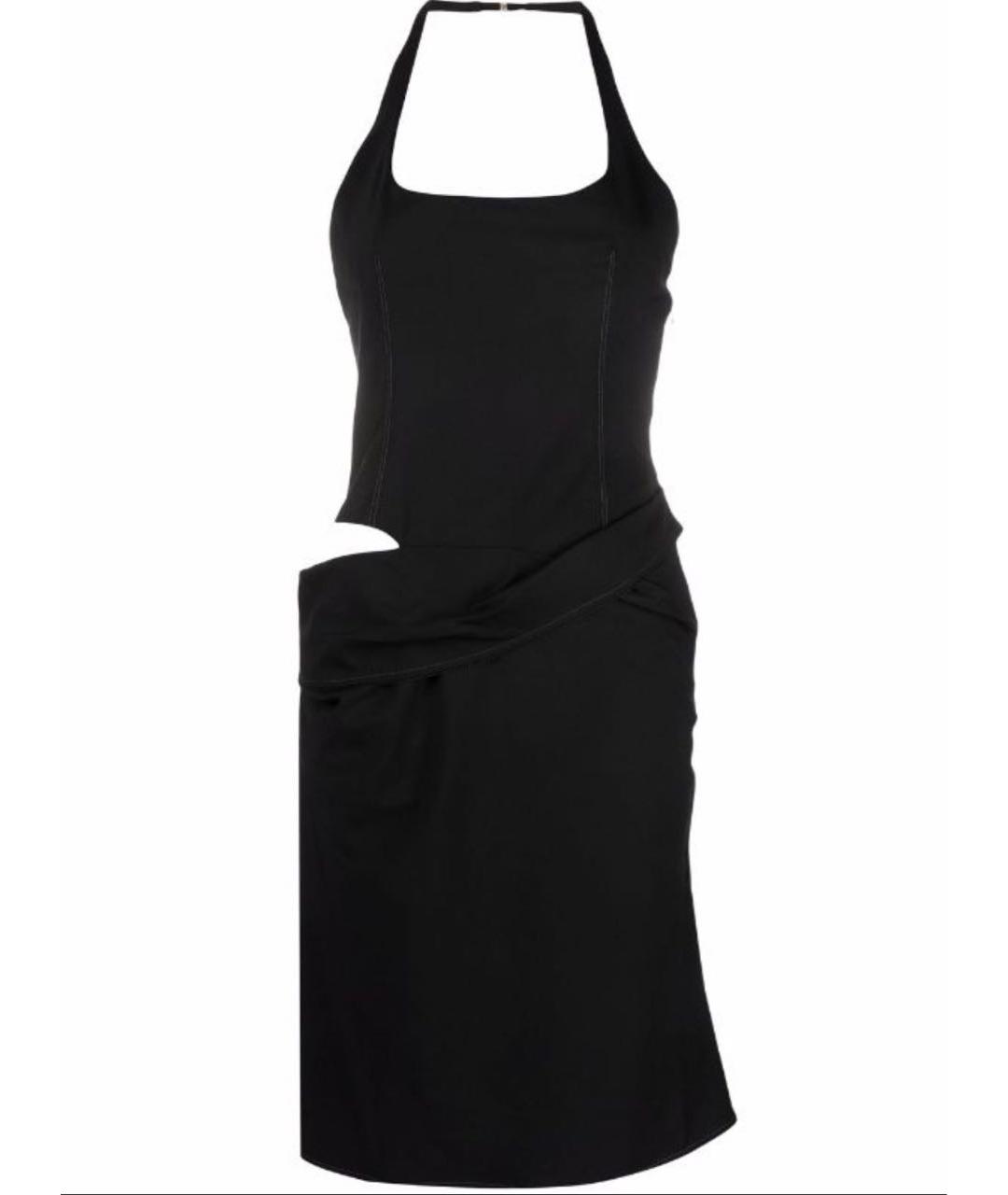 JACQUEMUS Черное шерстяное коктейльное платье, фото 8