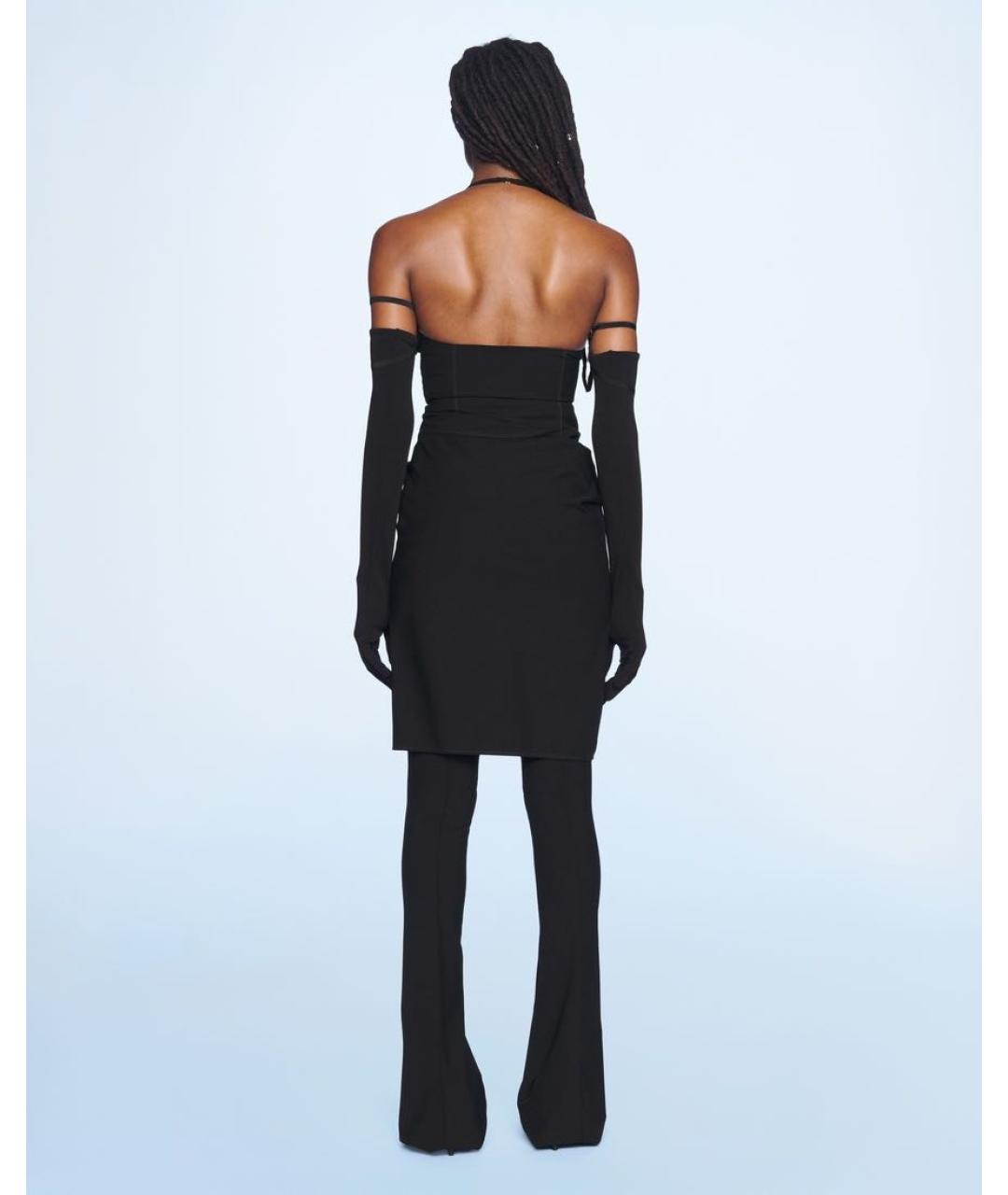 JACQUEMUS Черное шерстяное коктейльное платье, фото 4