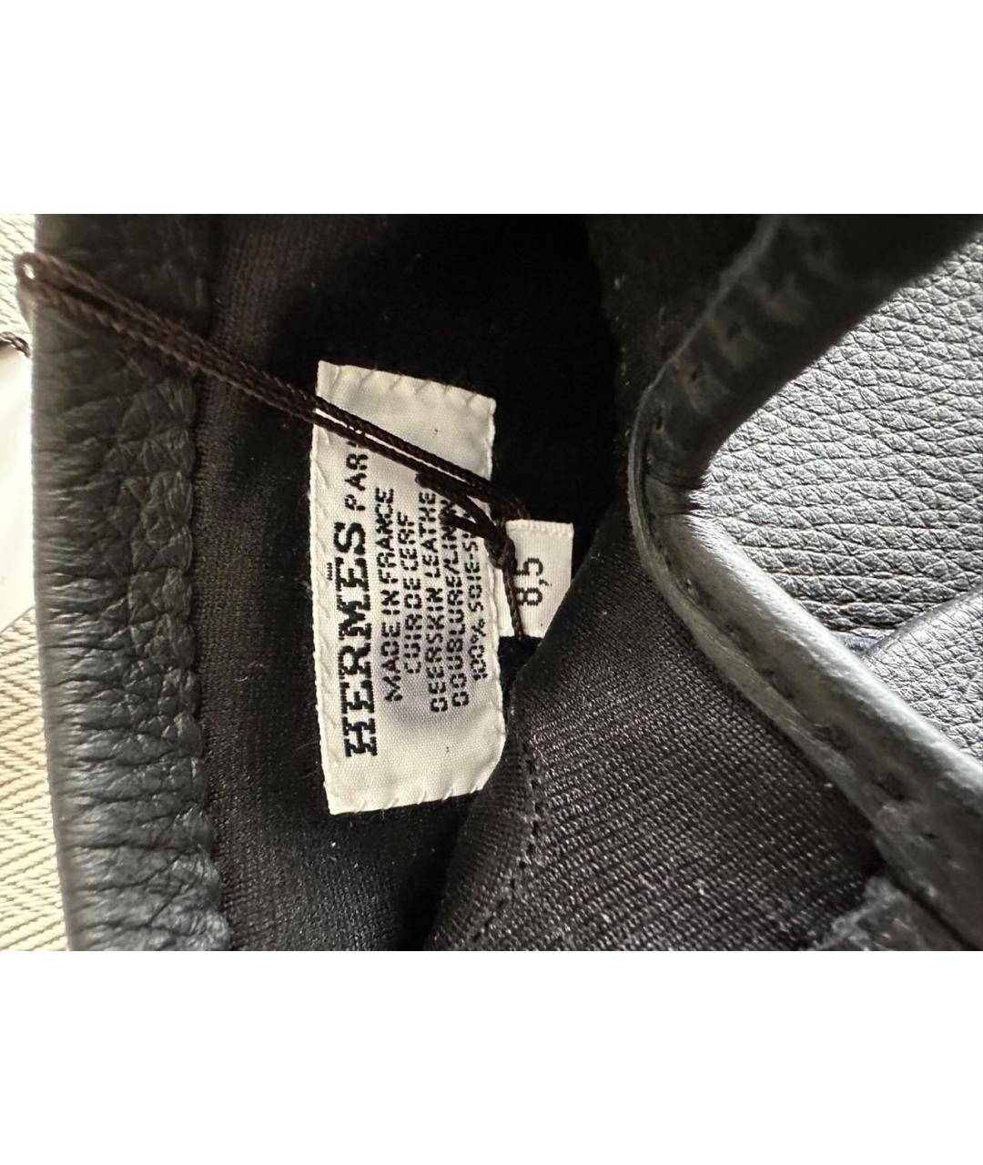 HERMES Черные кожаные перчатки, фото 7