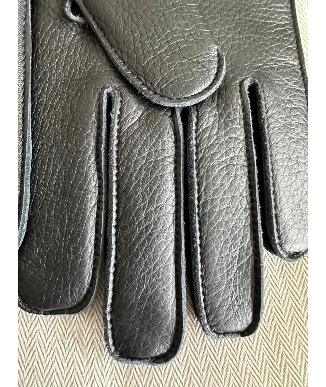 HERMES Черные кожаные перчатки, фото 6