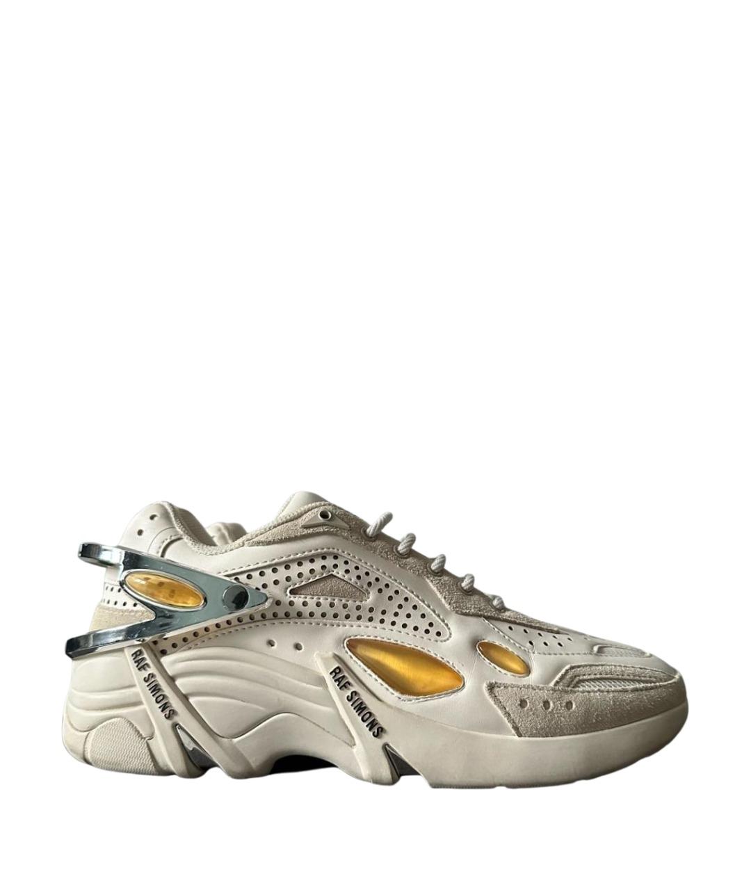 RAF SIMONS Бежевые кожаные низкие кроссовки / кеды, фото 1