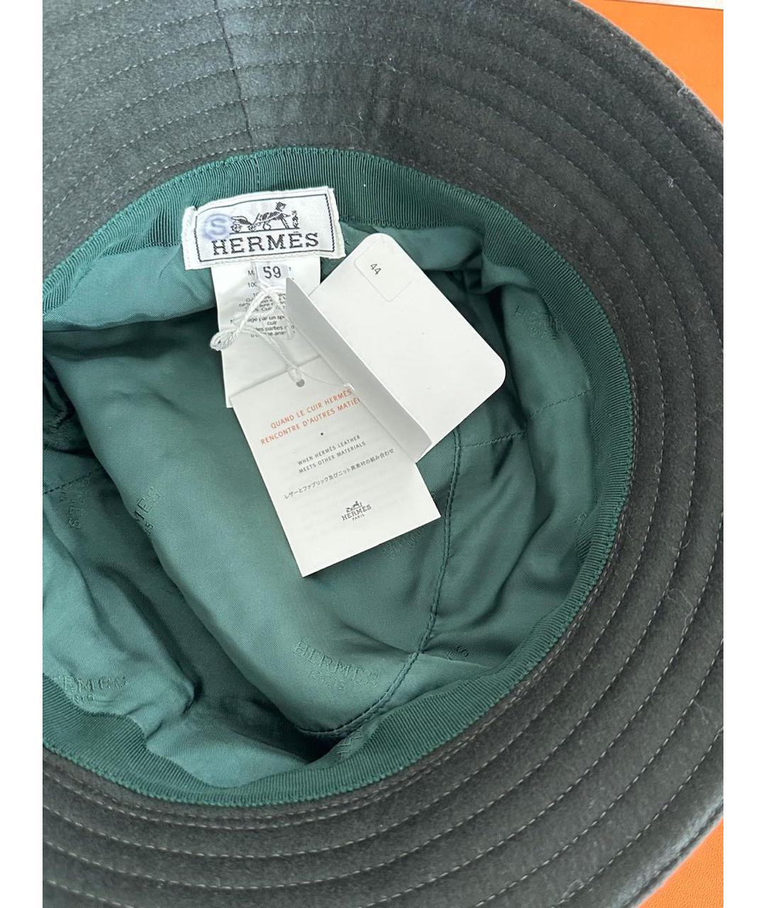 HERMES Зеленая кашемировая шляпа, фото 5