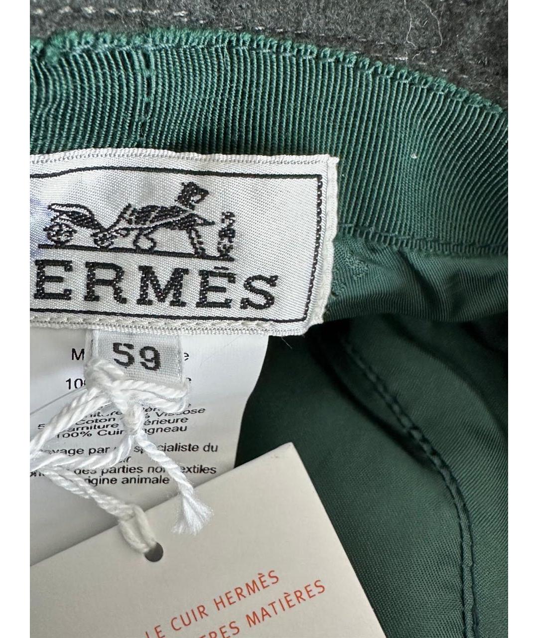 HERMES Зеленая кашемировая шляпа, фото 6