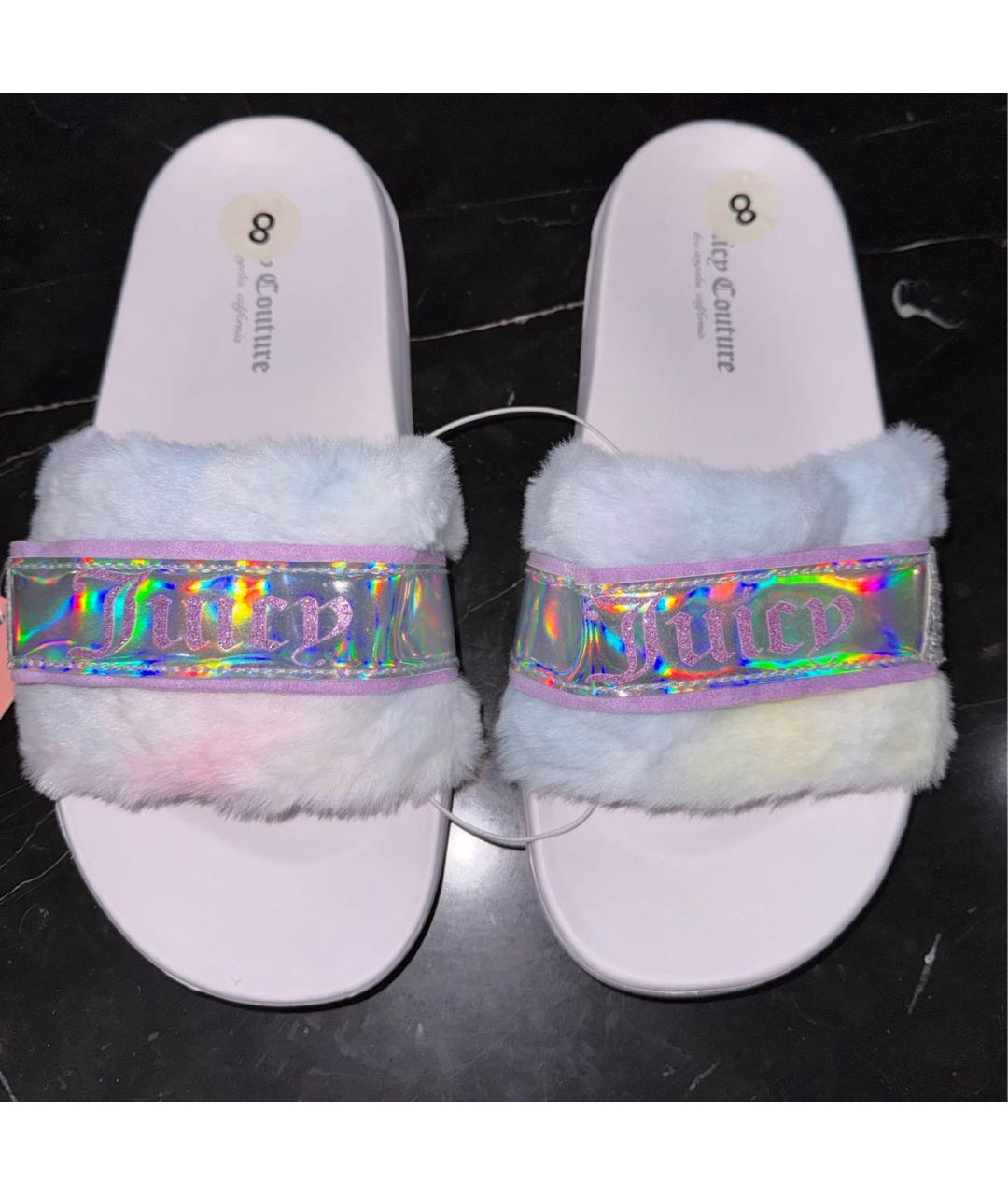 JUICY COUTURE Белые резиновые шлепанцы, фото 6