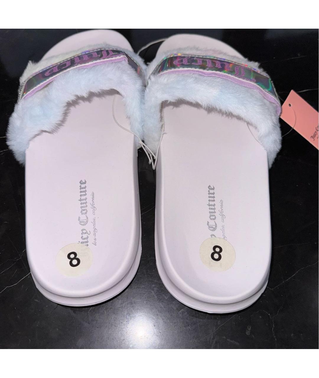 JUICY COUTURE Белые резиновые шлепанцы, фото 3