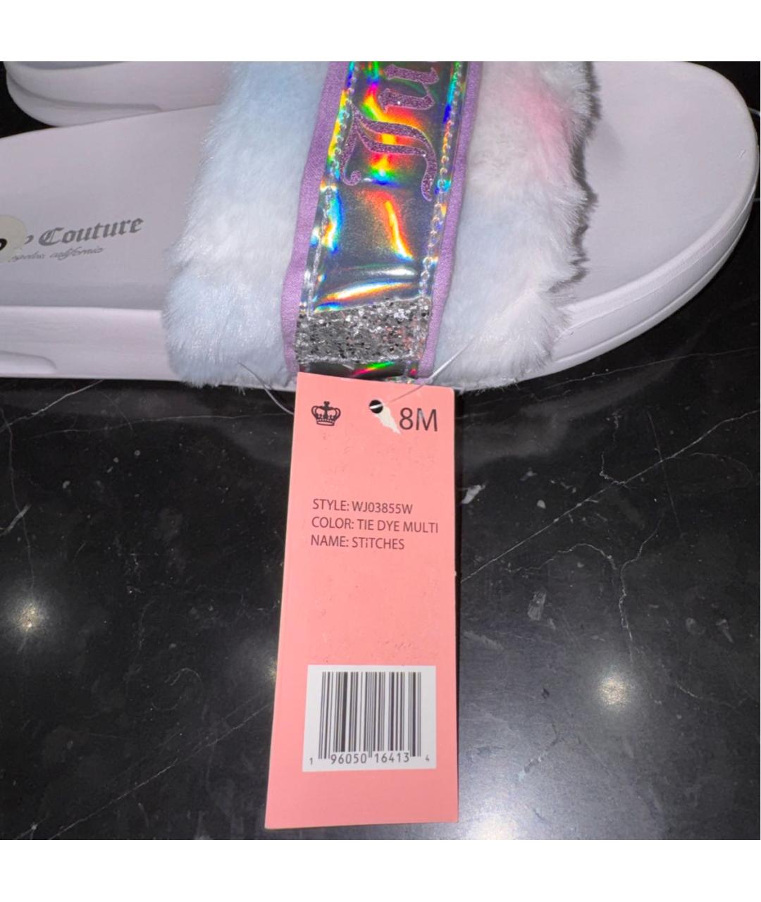 JUICY COUTURE Белые резиновые шлепанцы, фото 8