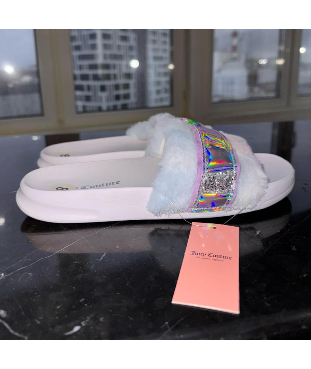 JUICY COUTURE Белые резиновые шлепанцы, фото 9