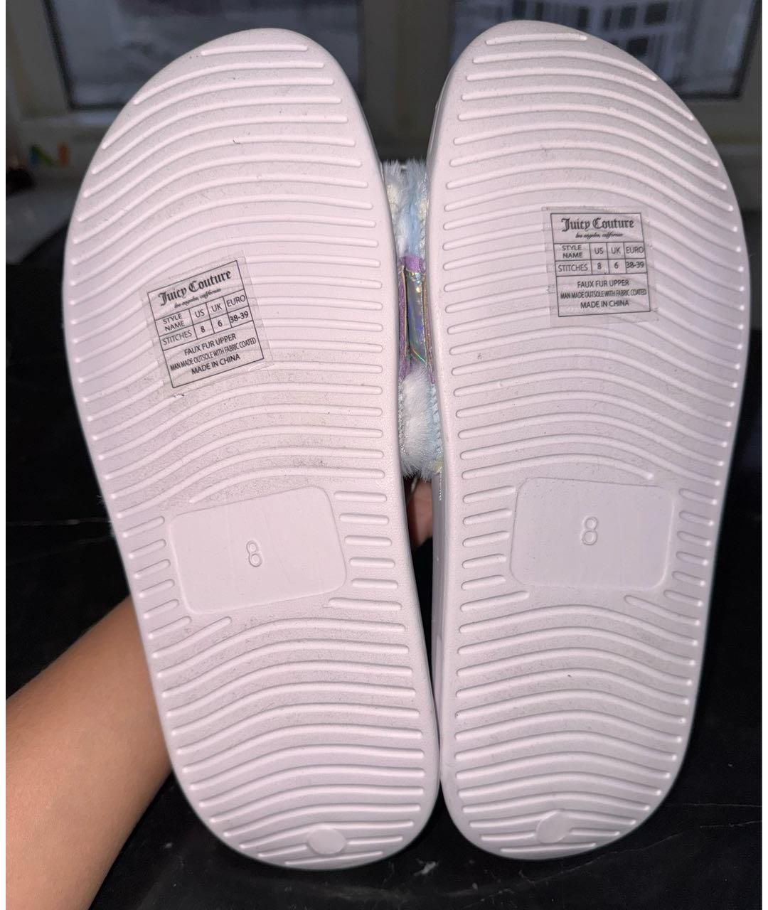 JUICY COUTURE Белые резиновые шлепанцы, фото 7