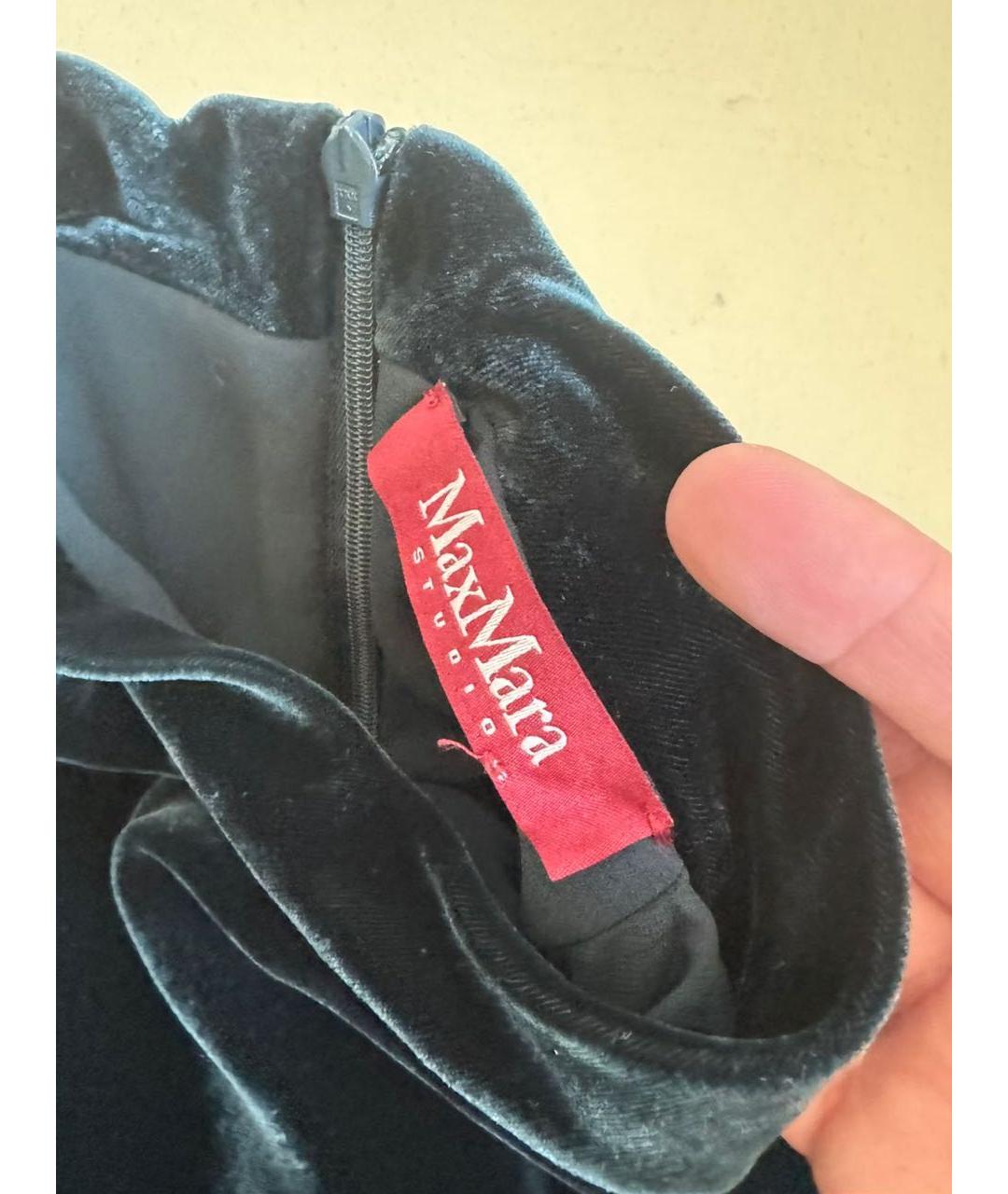 MAX MARA Темно-синее бархатное вечернее платье, фото 8