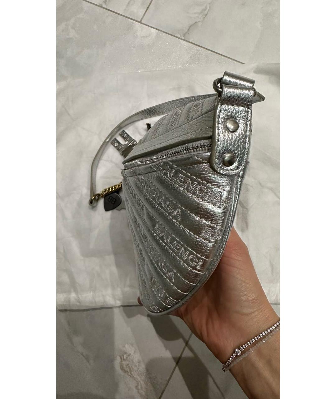 BALENCIAGA Серебряная кожаная сумка через плечо, фото 2