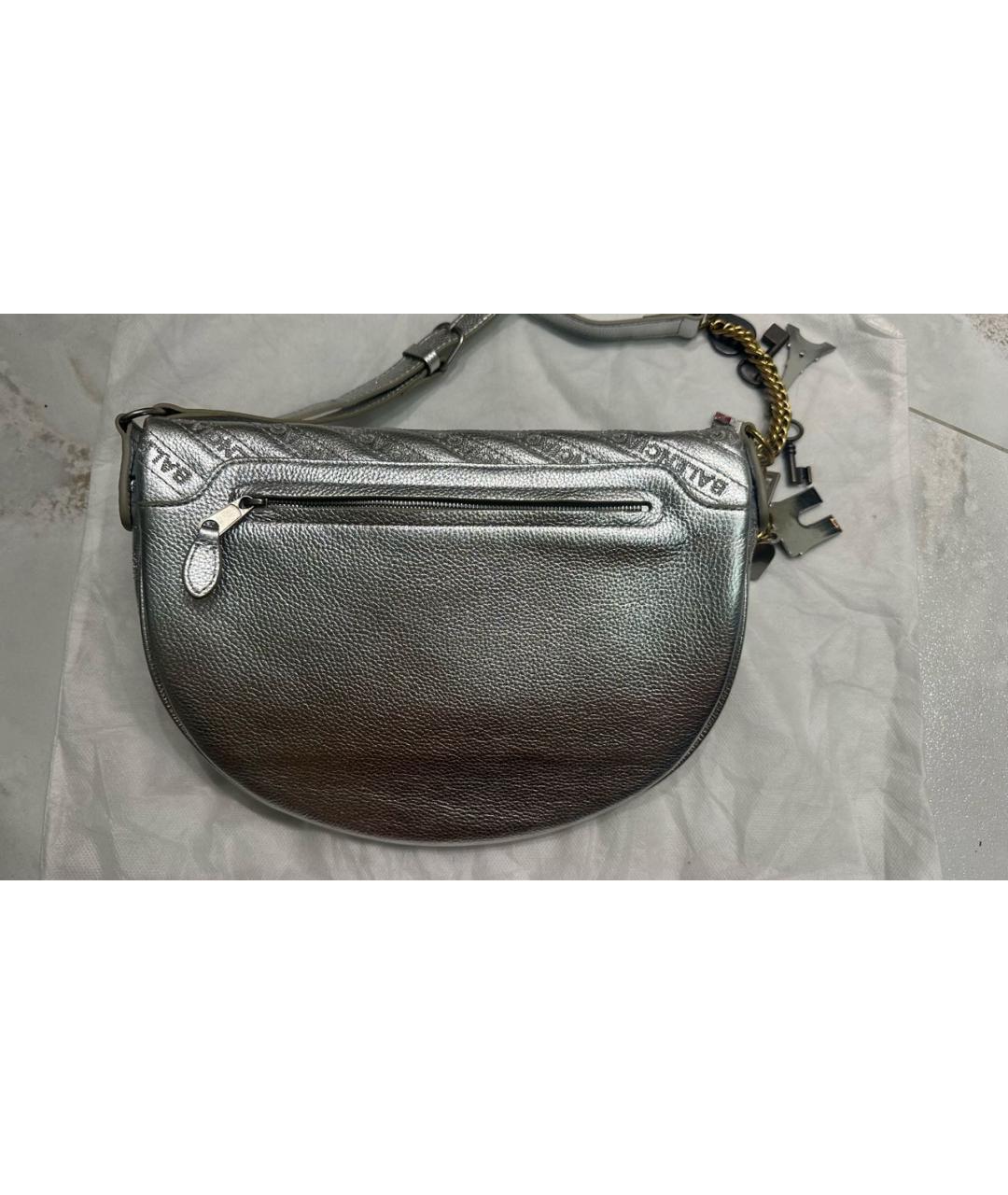 BALENCIAGA Серебряная кожаная сумка через плечо, фото 3
