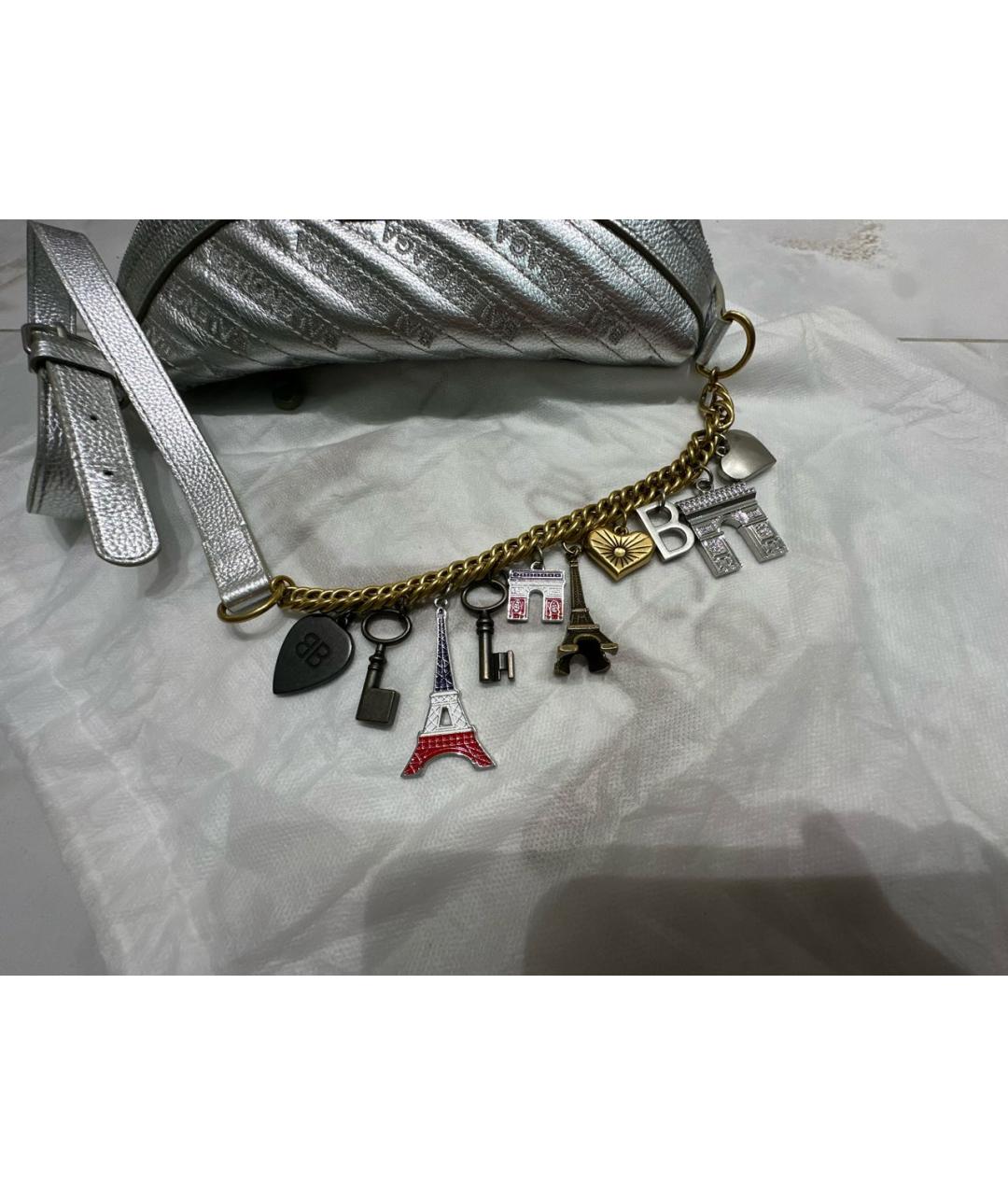 BALENCIAGA Серебряная кожаная сумка через плечо, фото 5
