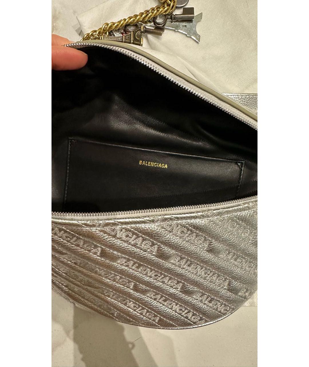 BALENCIAGA Серебряная кожаная сумка через плечо, фото 4
