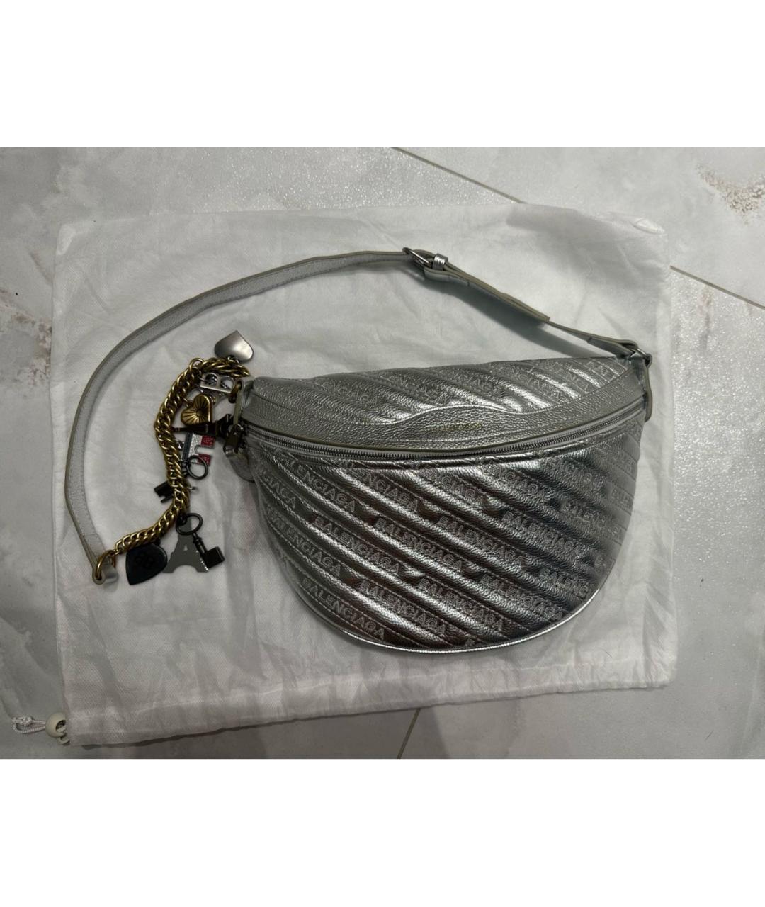 BALENCIAGA Серебряная кожаная сумка через плечо, фото 7