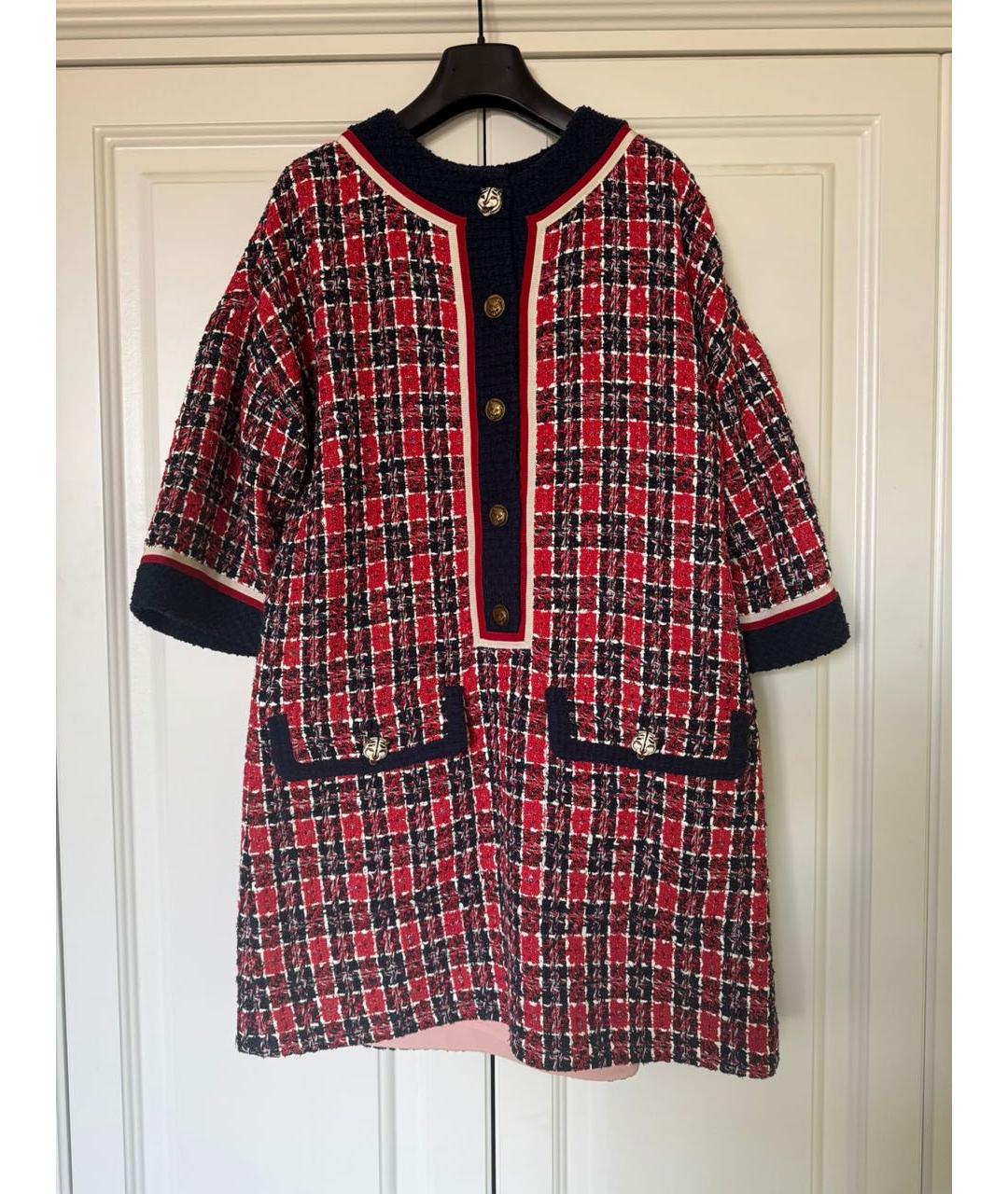 GUCCI Красное твидовое повседневное платье, фото 9