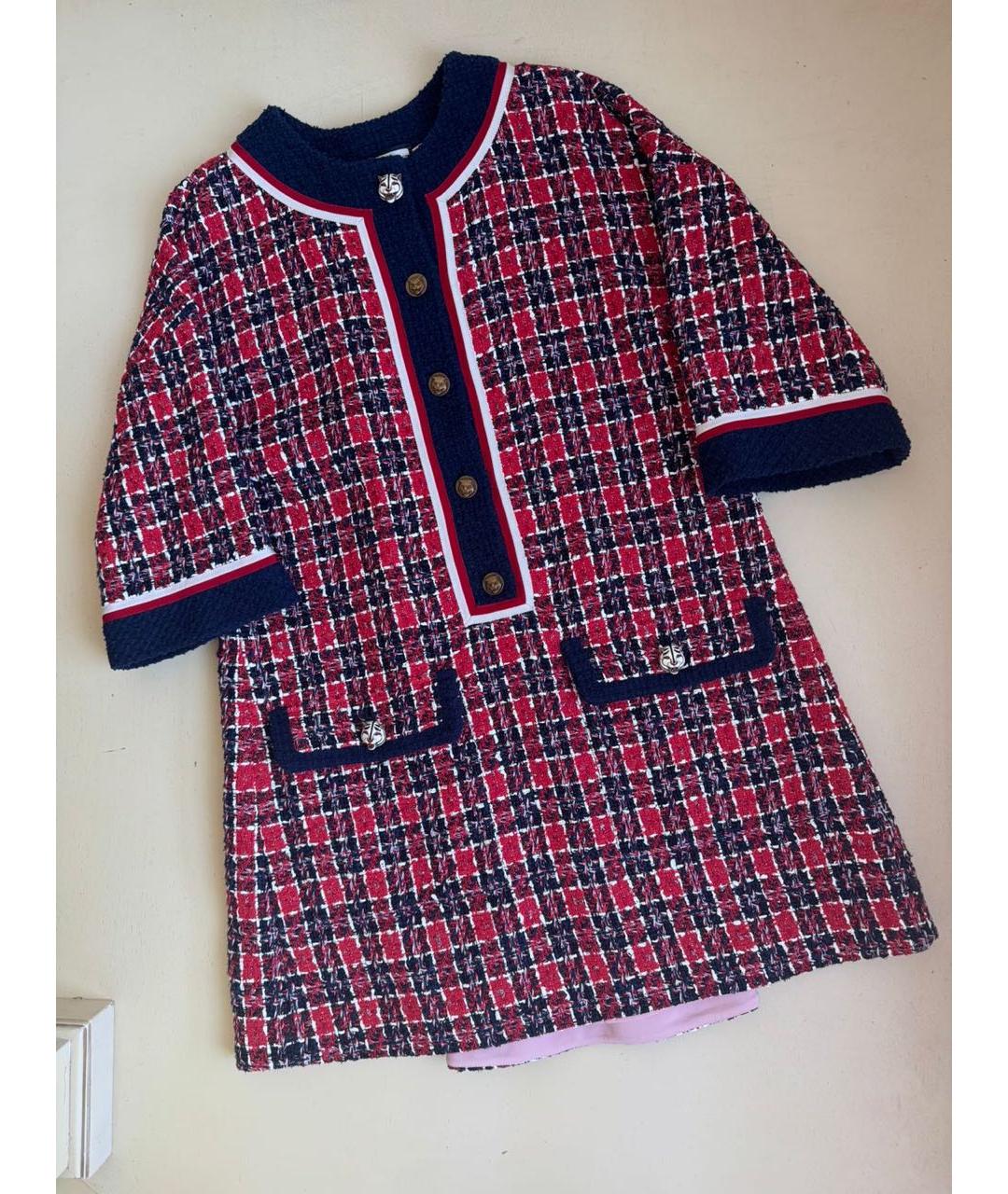 GUCCI Красное твидовое повседневное платье, фото 5