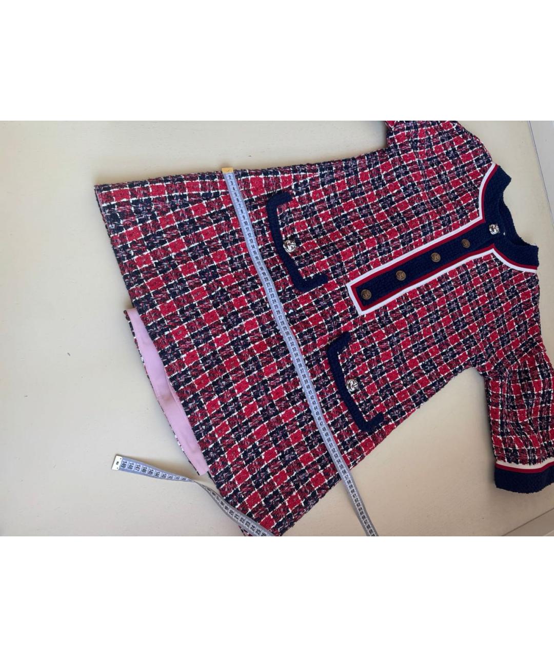 GUCCI Красное твидовое повседневное платье, фото 8