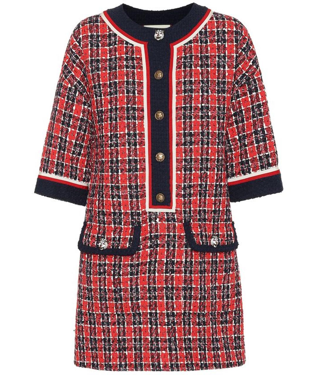 GUCCI Красное твидовое повседневное платье, фото 1