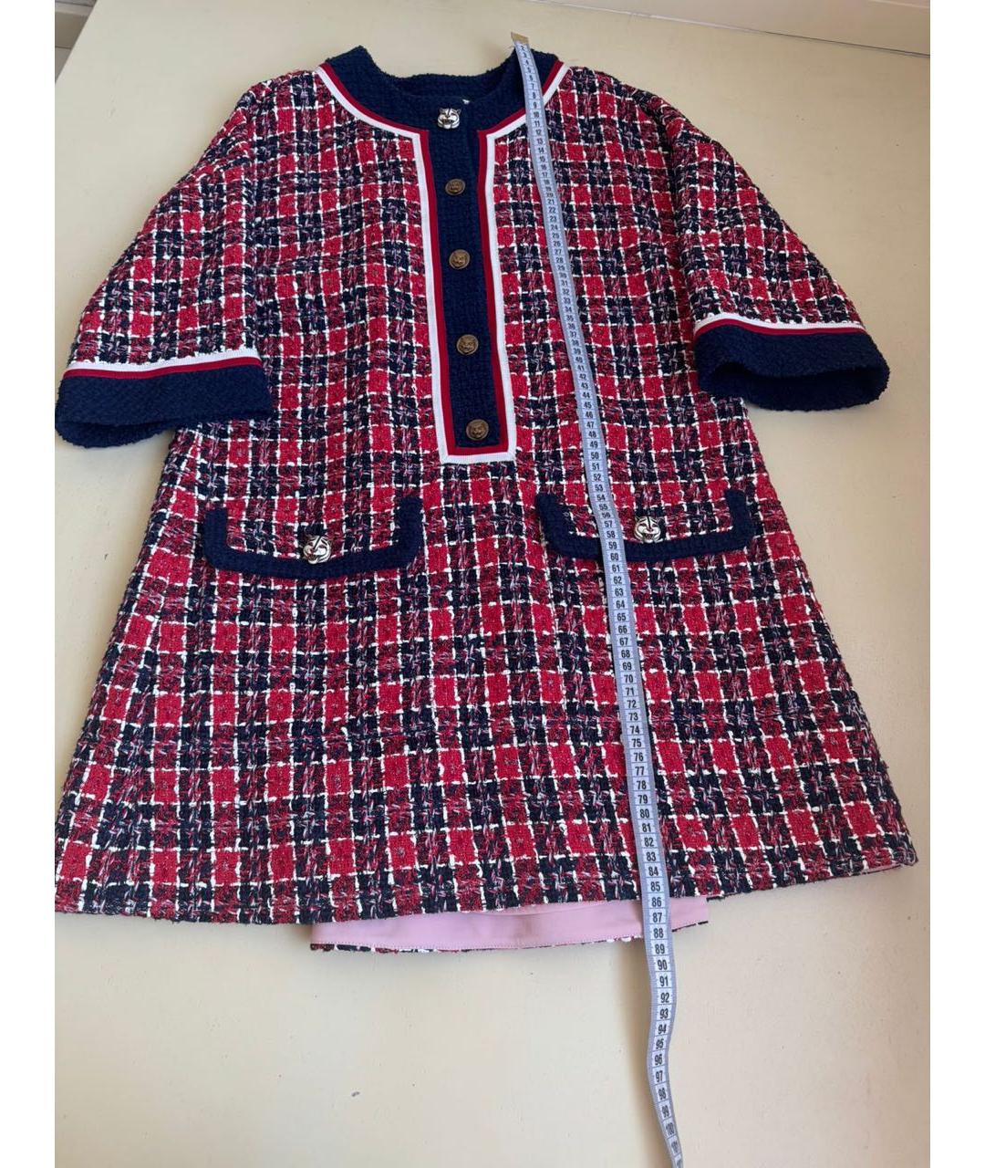 GUCCI Красное твидовое повседневное платье, фото 3