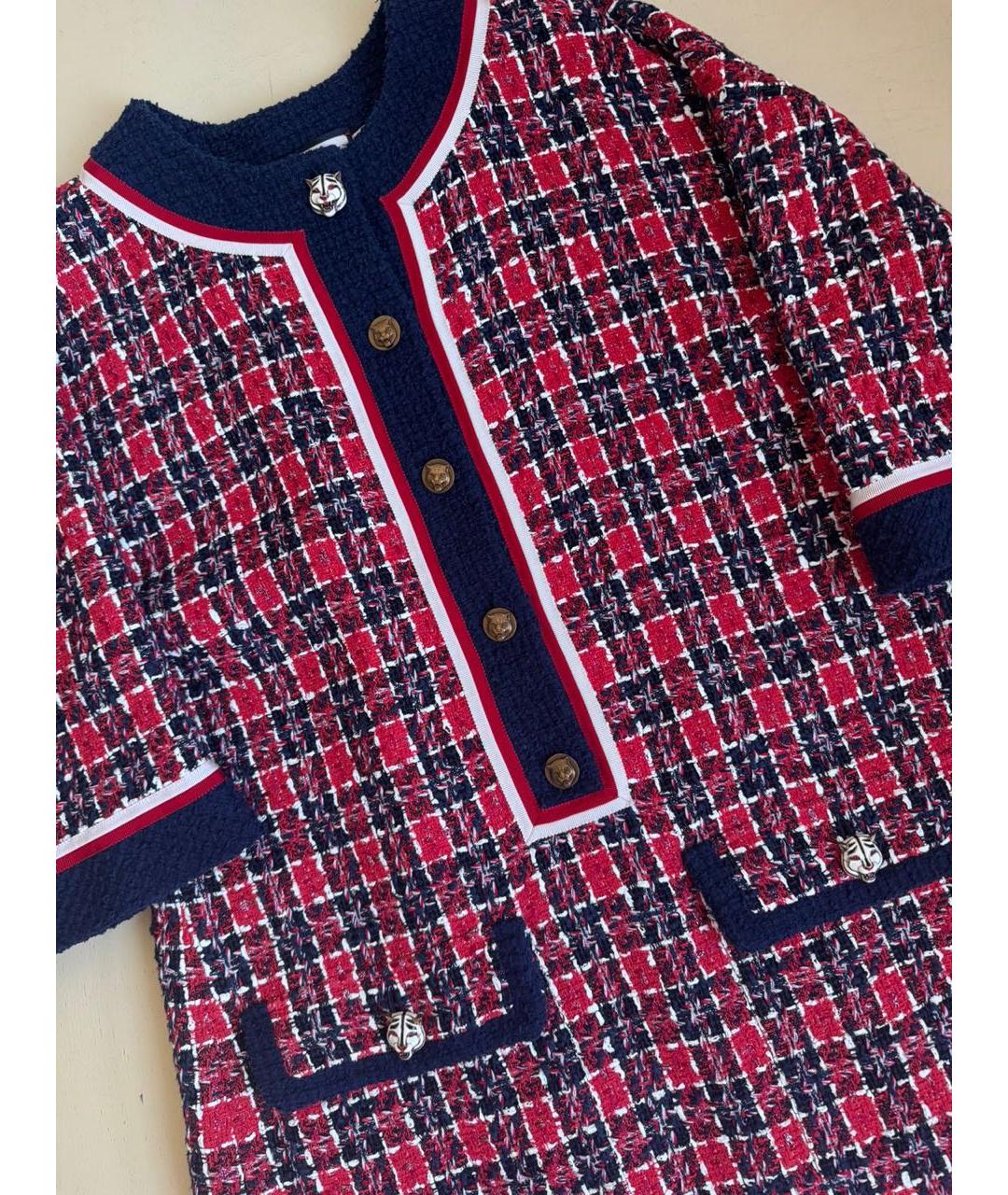 GUCCI Красное твидовое повседневное платье, фото 6