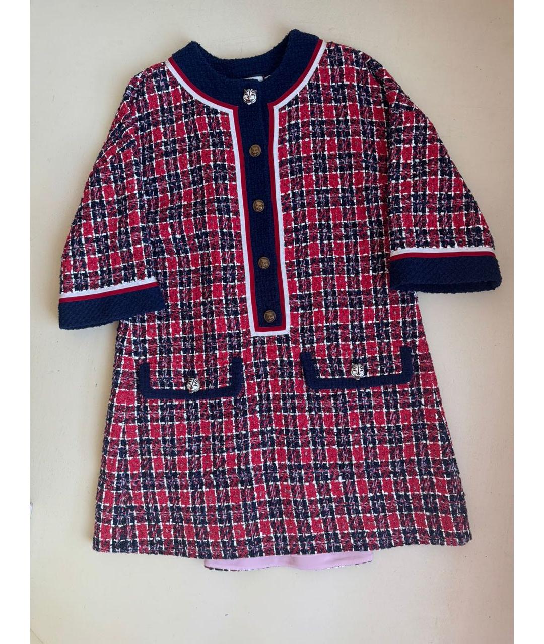 GUCCI Красное твидовое повседневное платье, фото 4